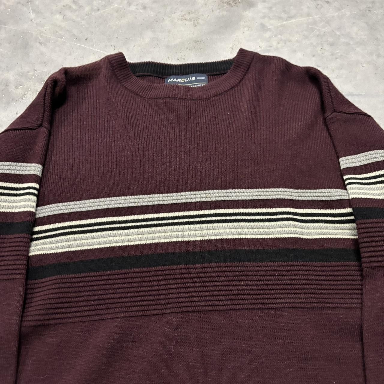 Japanese Brand × Vintage Crazy Vintage Y2K/2000s Grunge Dark Red Striped Skater Light Sweater! Size US M / EU 48-50 / 2 - 2 Thumbnail
