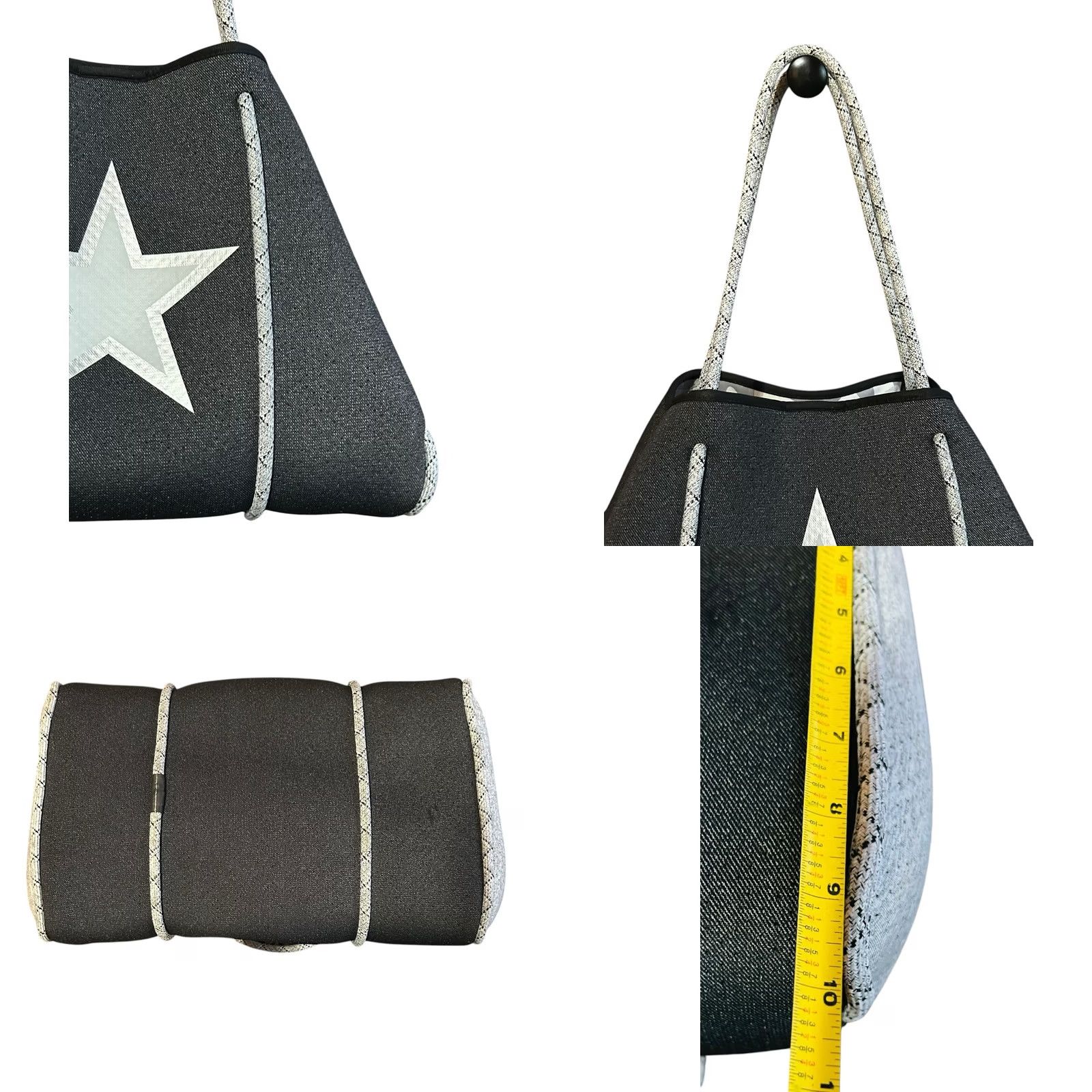 Vintage Haute Shore Large Neoprene Gray Star Tote Shoulder Hand Bag Women’s Purse Mens? Size ONE SIZE - 10 Thumbnail