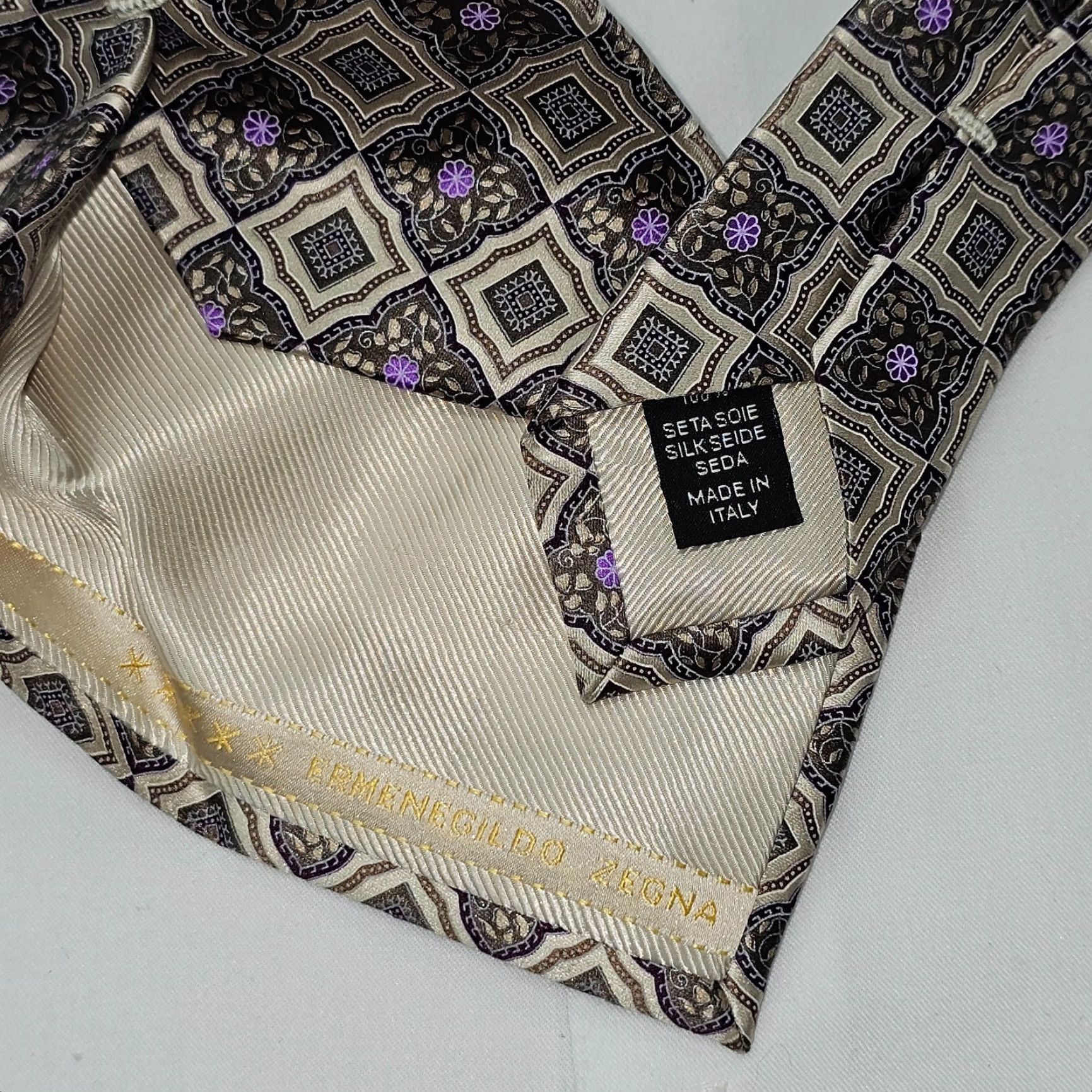 Ermenegildo Zegna VINTAGE Ermenegildo Zegna Luxury Necktie Men's Geometric XXXXX Made in Italy Tie Size ONE SIZE - 6 Thumbnail