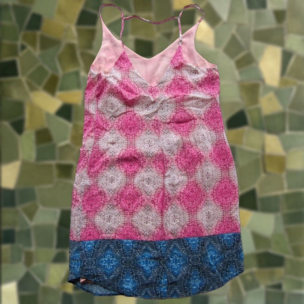Anthropologie Charlie Jade Anthropologie 100% Silk Pink Blue Tunic Tank Slip Dress S/P Women Size S / US 4 / IT 40 - 1 Thumbnail