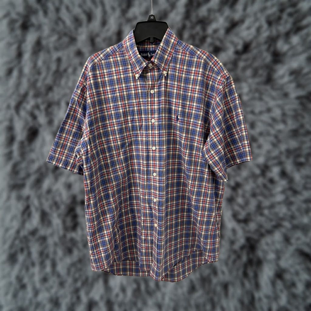 Ralph Lauren VINTAGE Ralph Lauren Blake Shirt Mens Medium Blue Red Plaid Short Sleeve Button Down Size US M / EU 48-50 / 2 - 1 Thumbnail