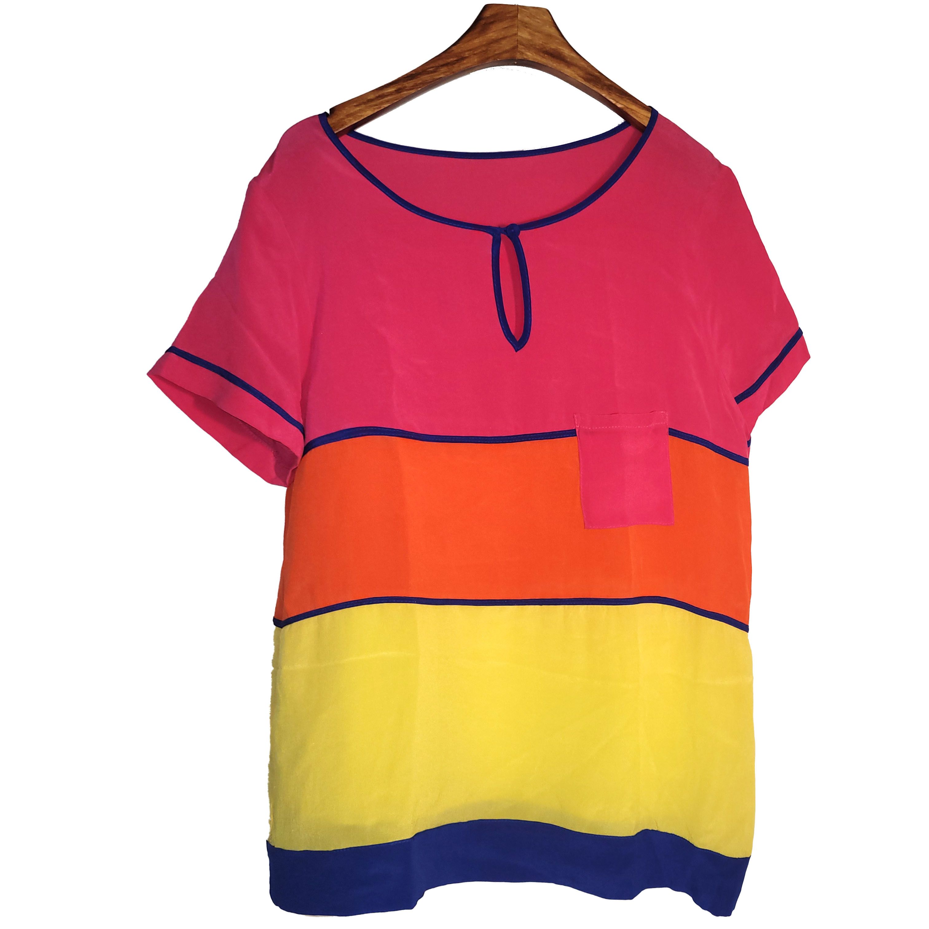 Other Women's 100% Silk Size M Short Sleeve Top T-Shirt SAG265 Size M / US 6-8 / IT 42-44 - 1 Thumbnail
