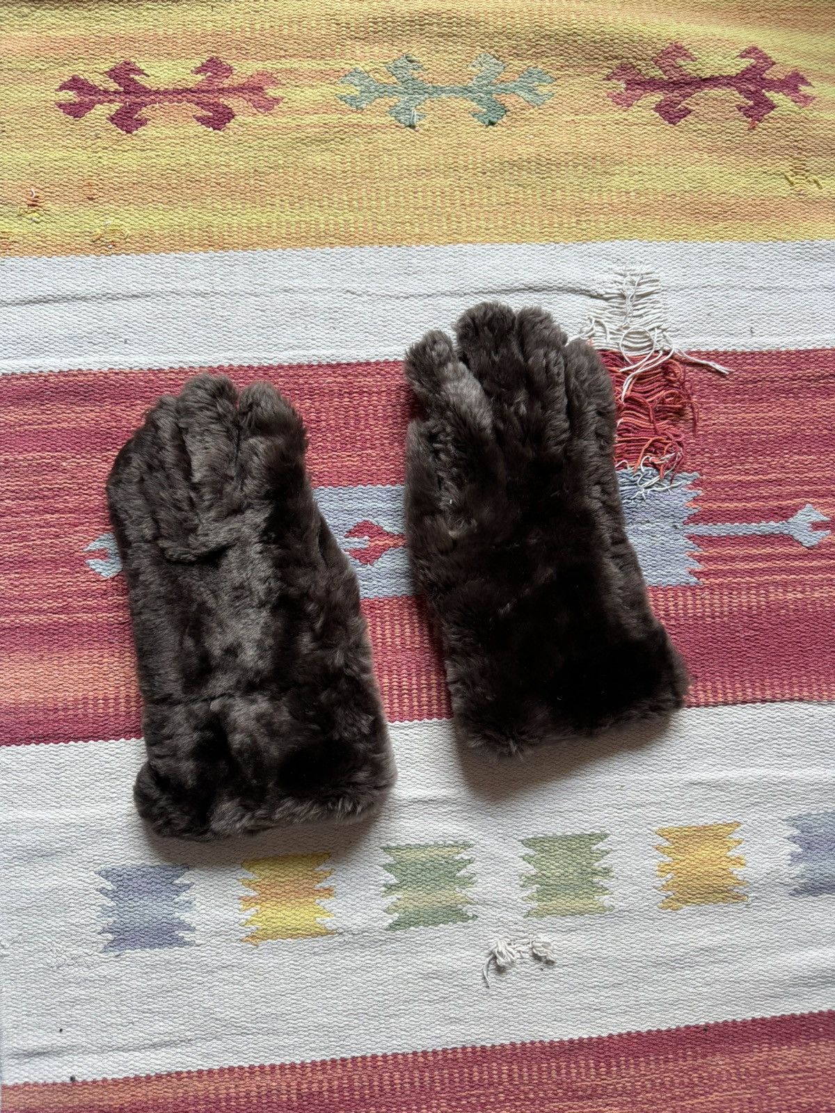 Genuine Leather × Vintage Vintage 80-90’s Sheepskin Genuine Fur Faux Leather Gloves Size ONE SIZE - 3 Thumbnail