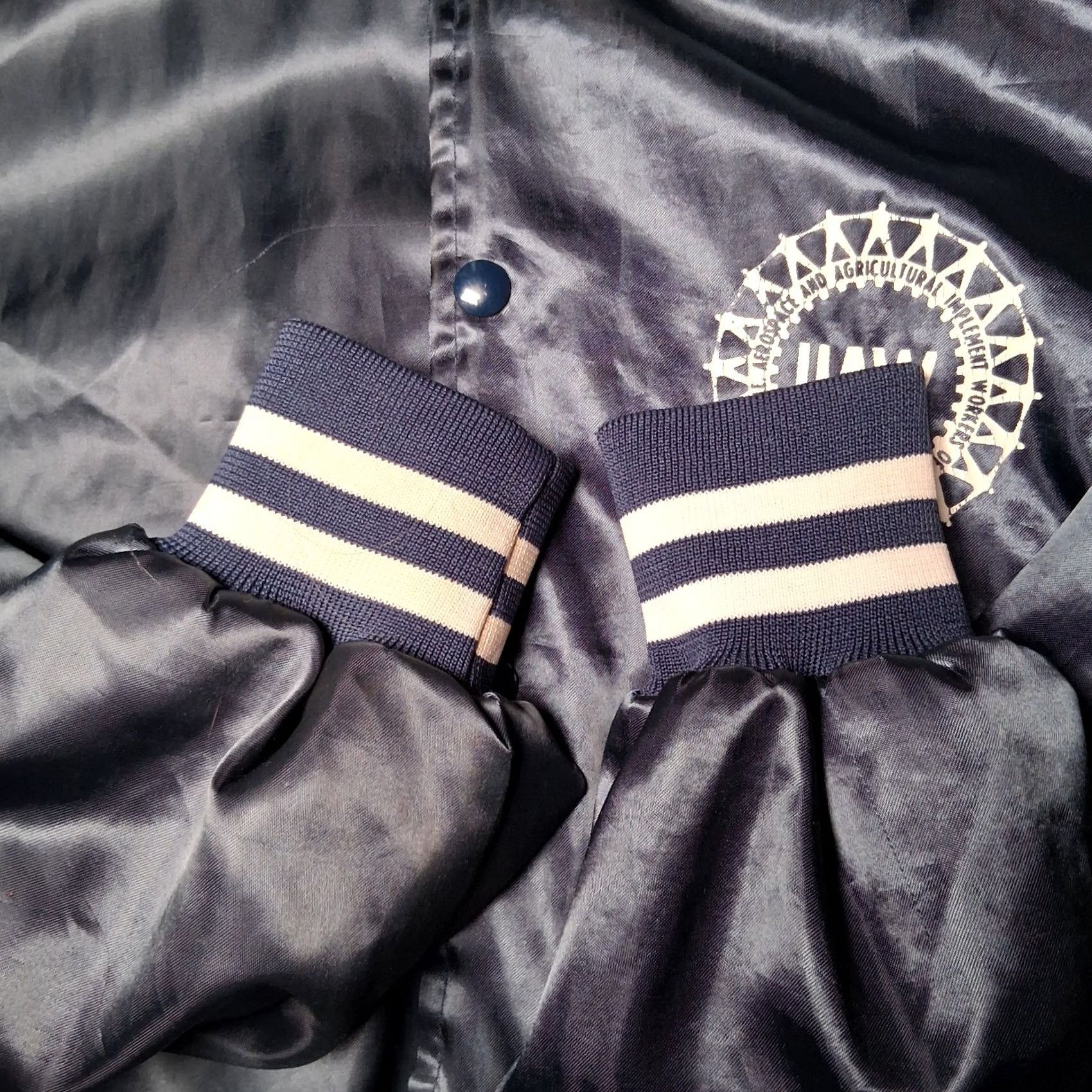 Vintage VINTAGE UAW Local 6 Satin Bomber Jacket XL Blue Labor Union Snap Up Mens Breeches? Size US XL / EU 56 / 4 - 7 Thumbnail