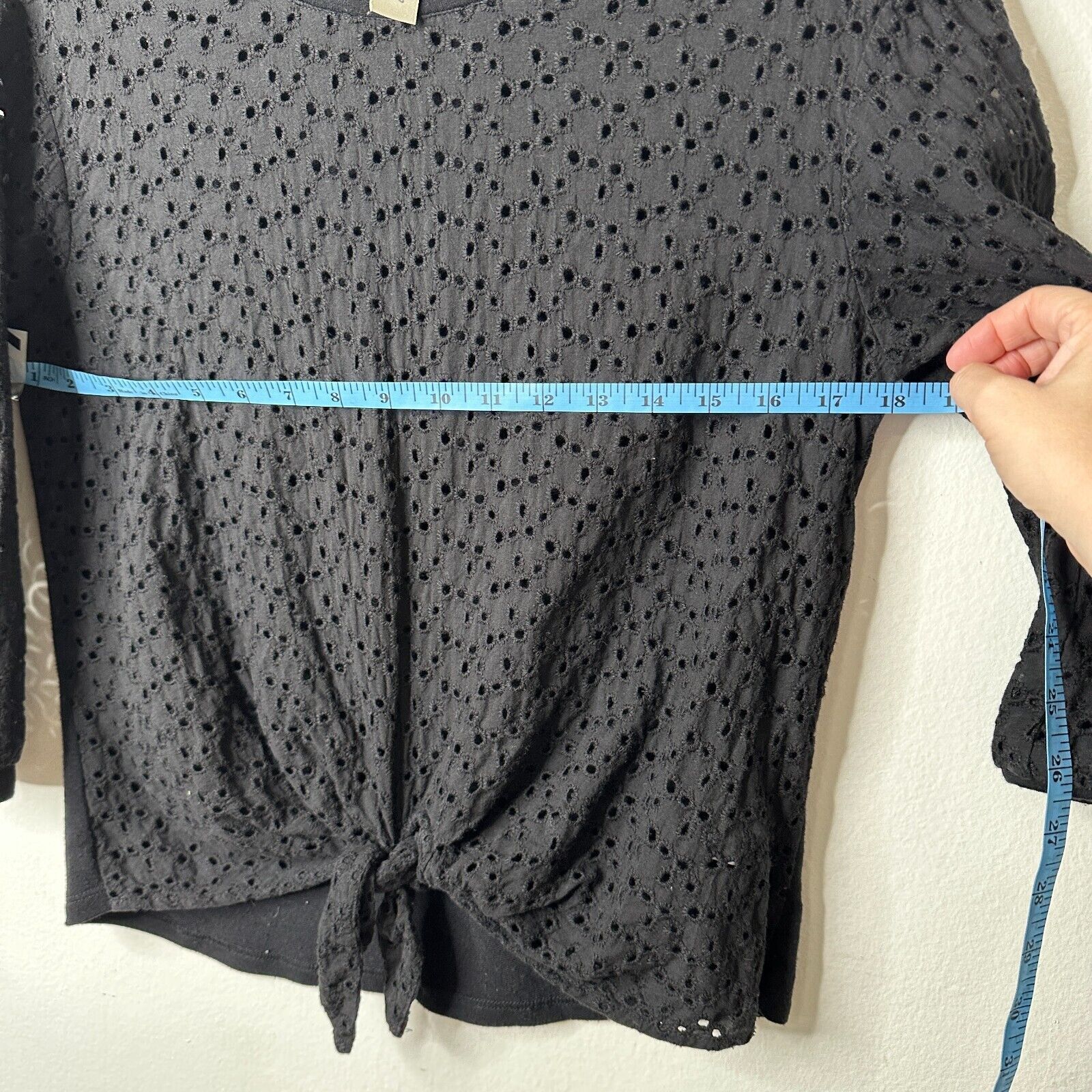 Other Allison Joy Black Eyelet Front Tie 3/4 Sleeve Blouse XS Size XS / US 0-2 / IT 36-38 - 9 Thumbnail