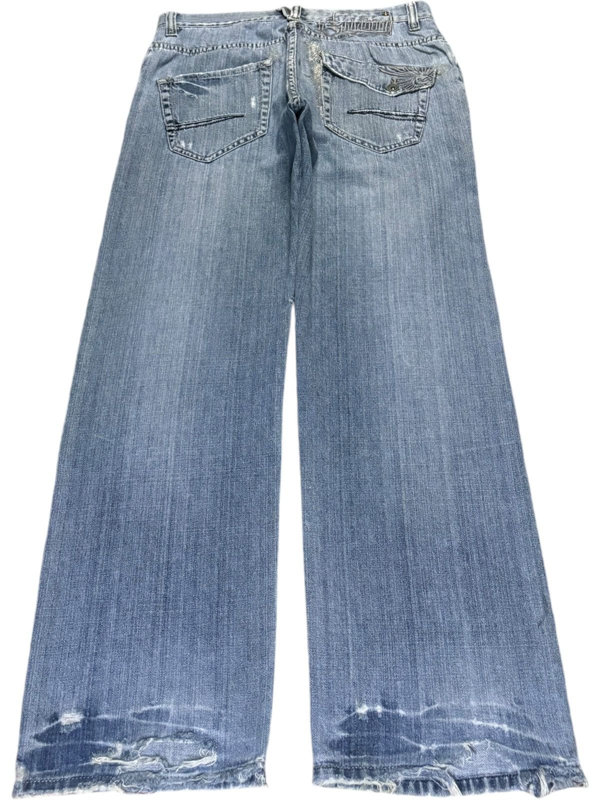 Japanese Brand Vintage Japanese Brand Blue Wash Distressed Baggy Jeans Size US 33 - 2 Thumbnail