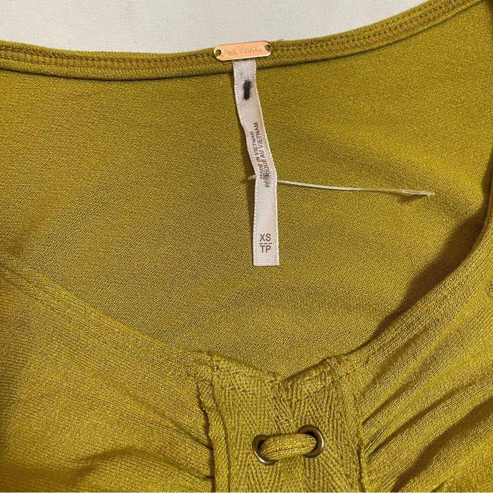 Free People New Free People Bella Lace-Up Long Sleeve Olive Tunic Dress Size XS / US 0-2 / IT 36-38 - 7 Thumbnail