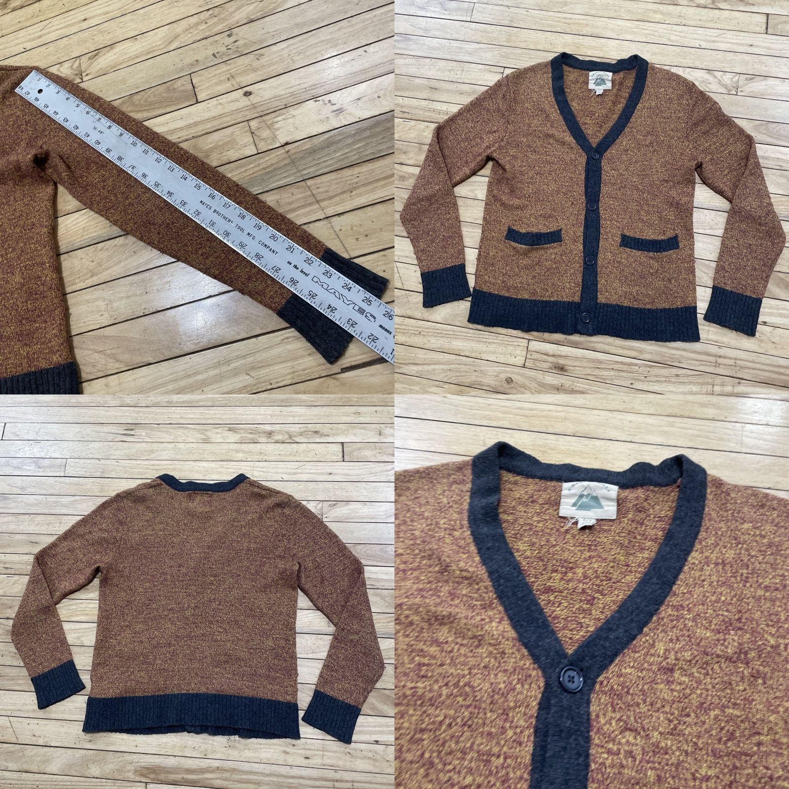 Vintage O'Hanlon Mills Lambs Wool Cardigan Sweater Rust Gray Marled Knit Pockets Men's S Size US S / EU 44-46 / 1 - 9 Thumbnail