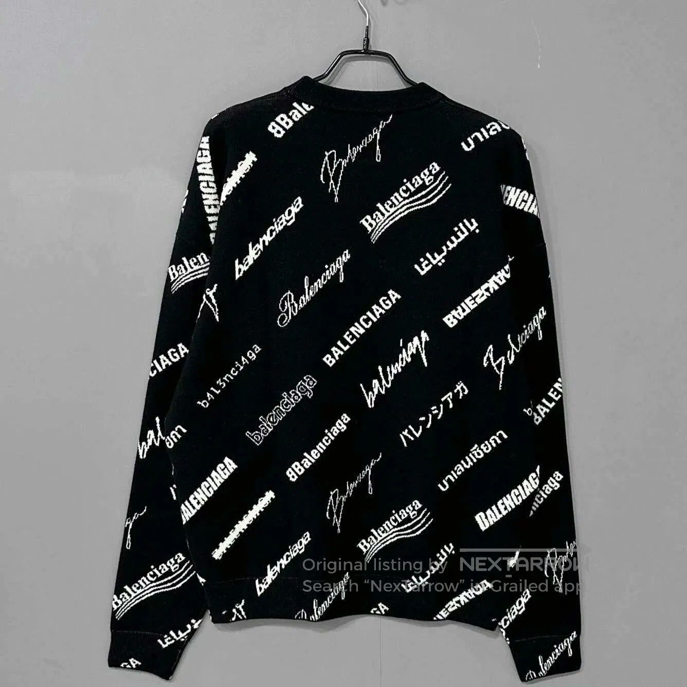 Balenciaga balenciaga black knit sweater with logo print. Size US XS / EU 42 / 0 - 2 Thumbnail