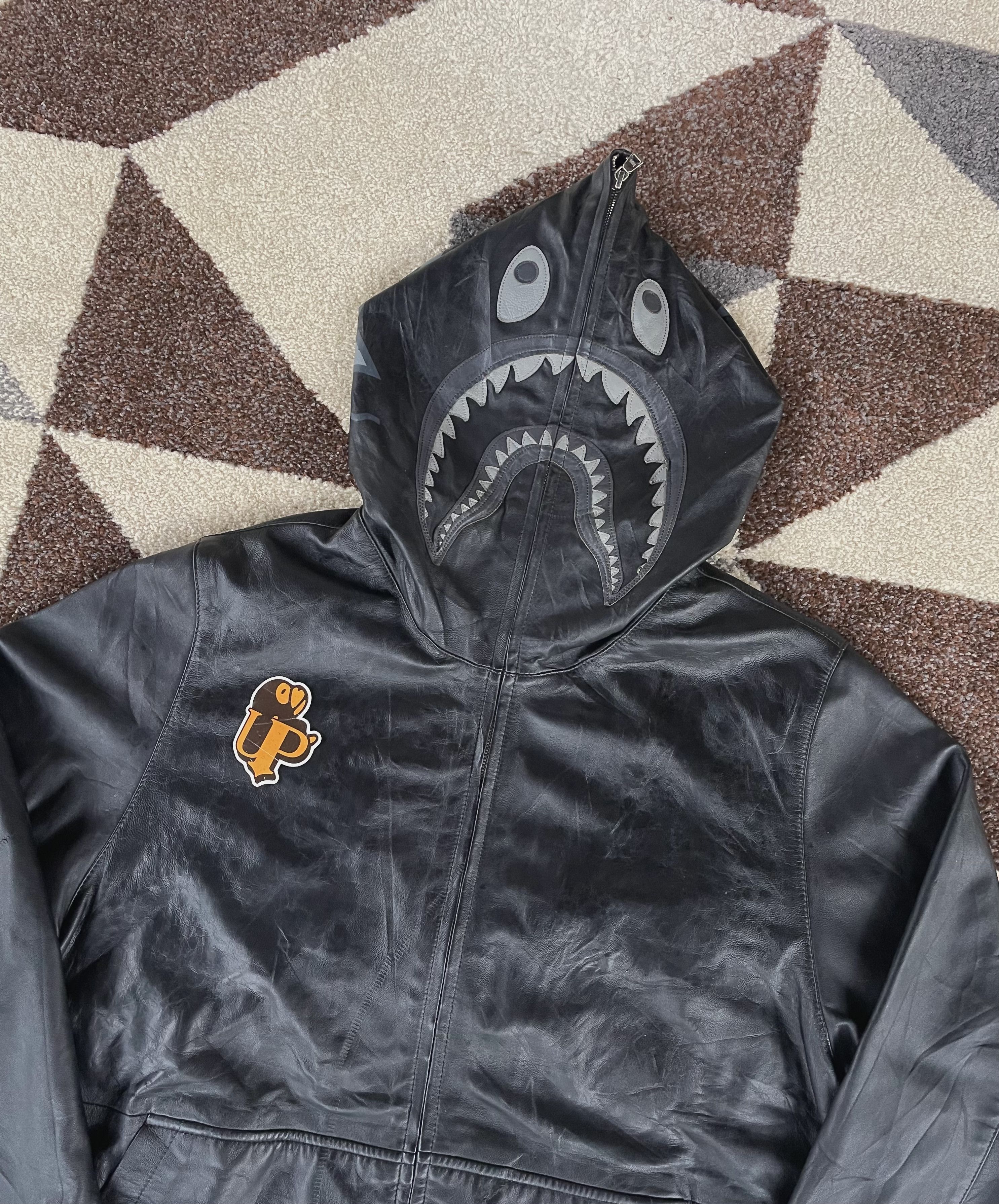 Bape 2008 Bape Shark Leather Hoodie Size US XL / EU 56 / 4 - 2 Thumbnail