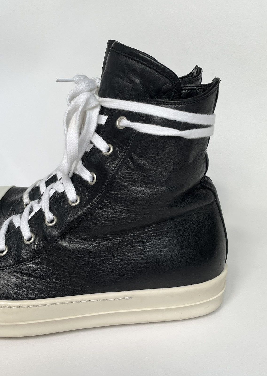 Rick Owens S/S 12 Black/Milk Leather Ramones Sneakers Size US 8 / EU 41 - 9 Thumbnail