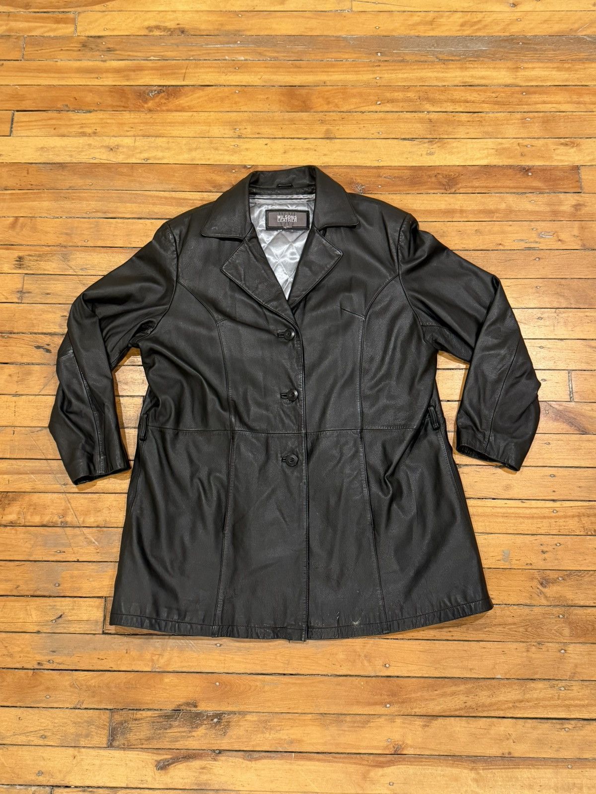 Vintage Vintage quilt lined wilsons leather black trench coat Size US L / EU 52-54 / 3 - 1 Thumbnail