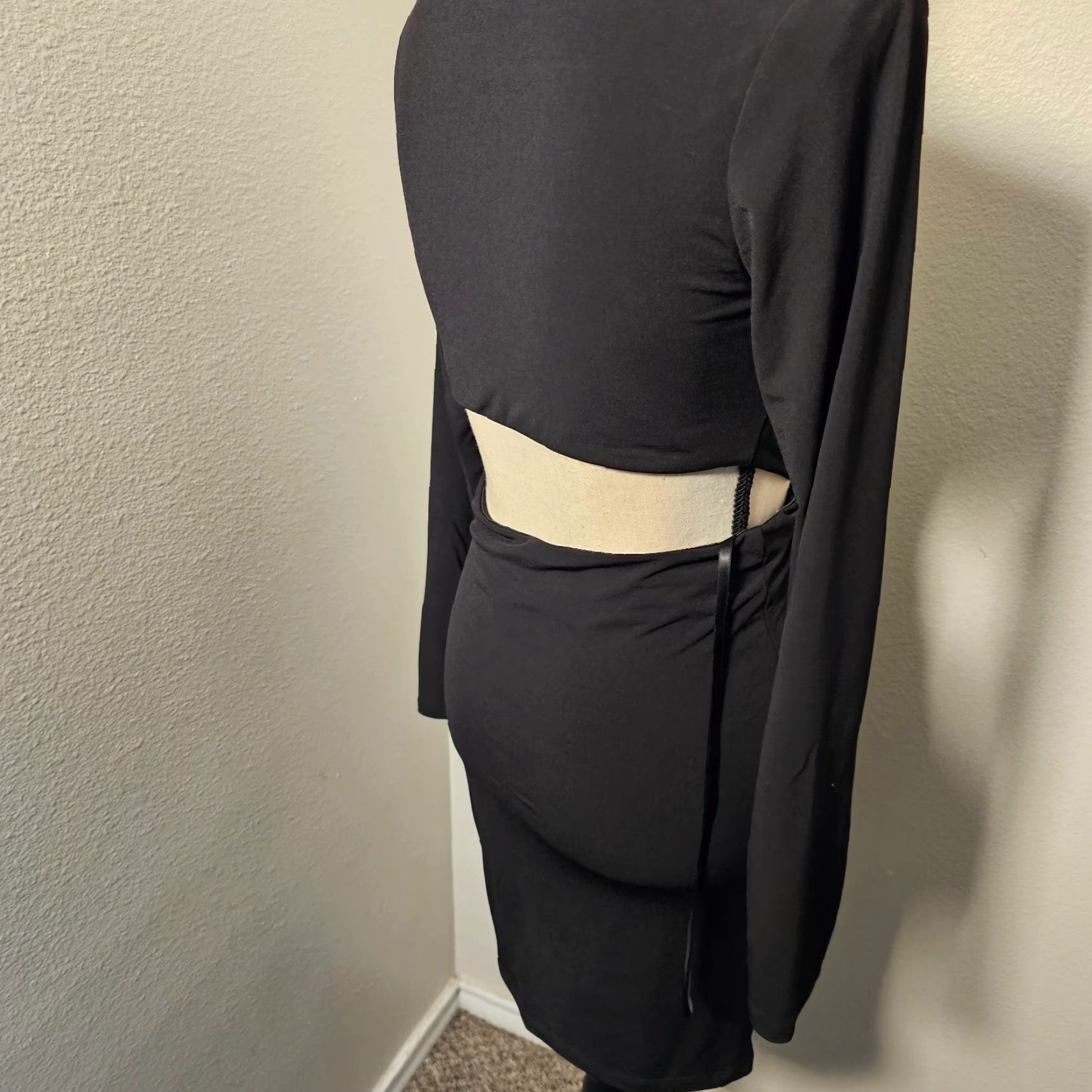 Vintage VINTAGE Arden B Women's Bodycon Dress Knit V-Neck 3/4 Sleeve Black Fall Spring Party Size M / US 6-8 / IT 42-44 - 4 Thumbnail