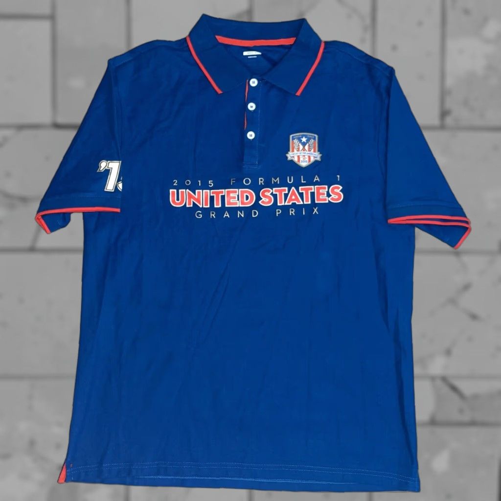 Vintage Polo Shirt 2015 Formula Grand Prix United States Polo Mens XL Short Sleeve Blue Button-Up Mens XL Size US XL / EU 56 / 4 - 1 Thumbnail