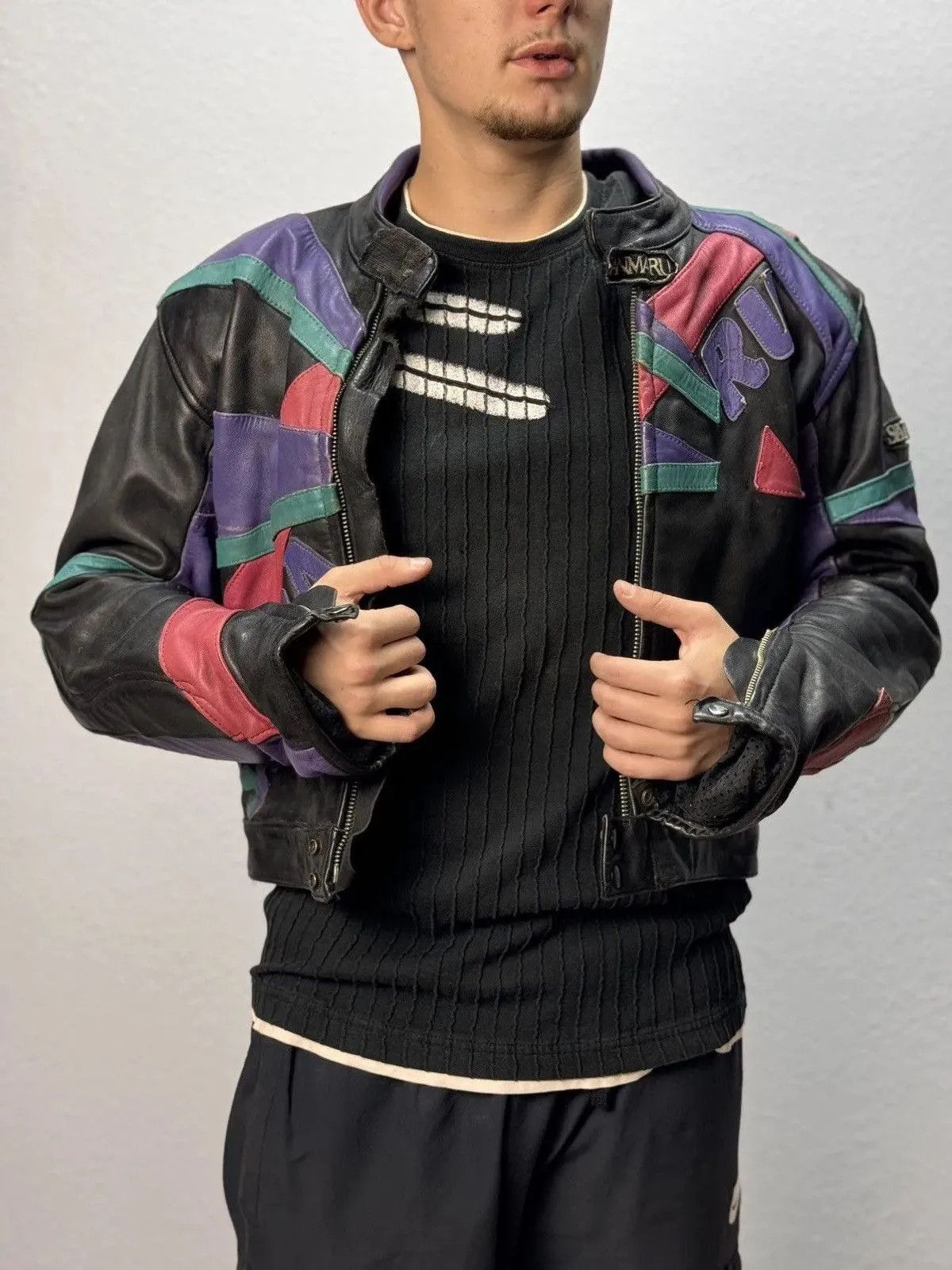 Genuine Leather VINTAGE Racing Leather Jacket Vintage MOTO Biker Size US L / EU 52-54 / 3 - 3 Thumbnail