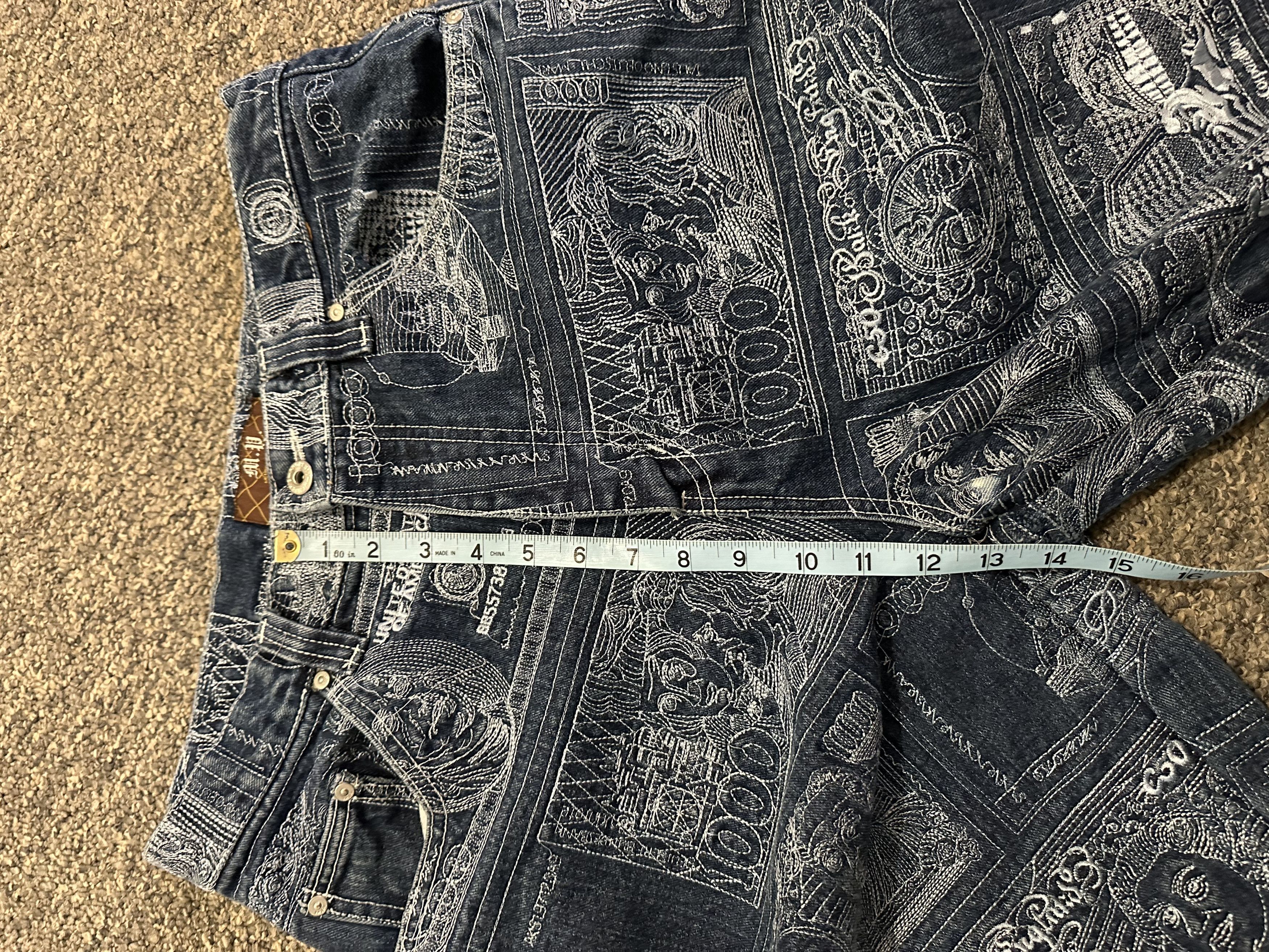 Other Members Property Money Embroidered Baggy Jeans Y2K Size US 32 / EU 48 - 4 Thumbnail