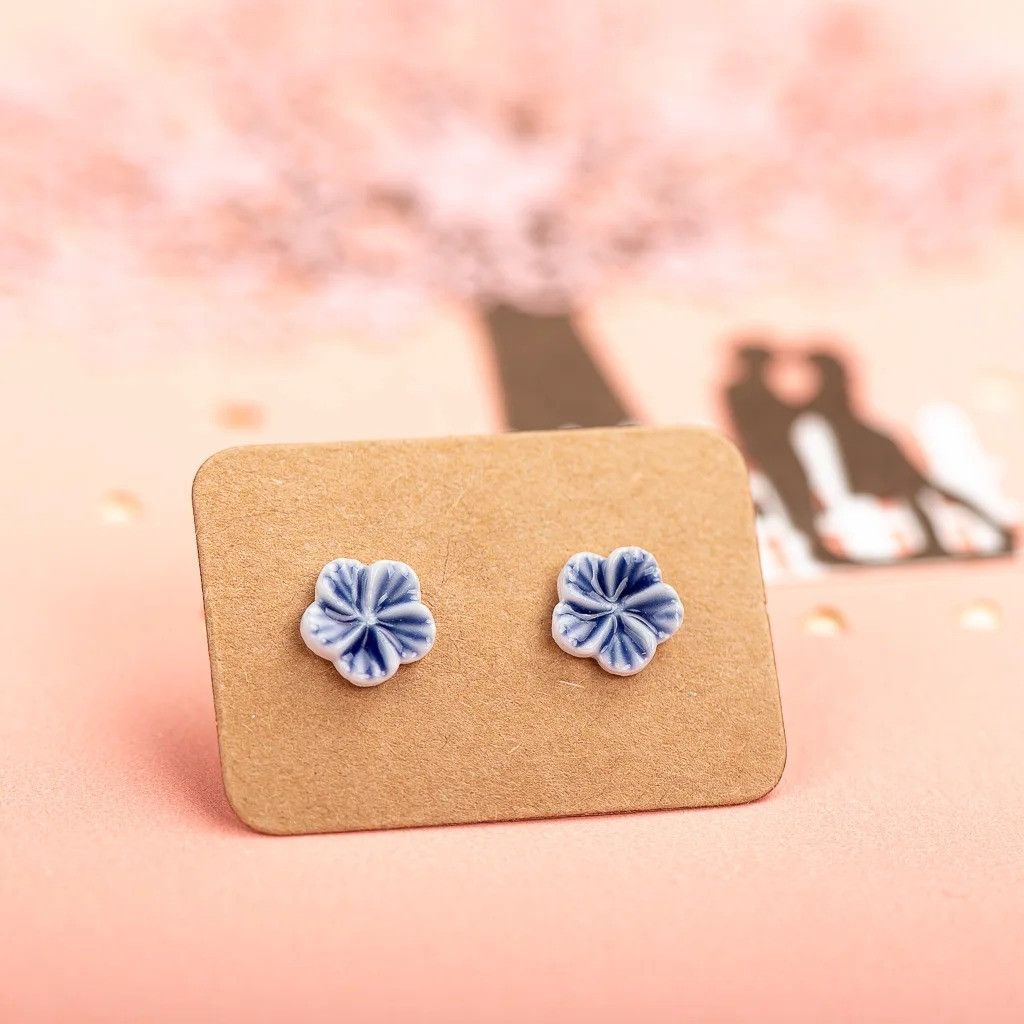 Jewelry Small Flower Stud Earrings Ceramic Ear Gift For Her Size ONE SIZE - 1 Preview