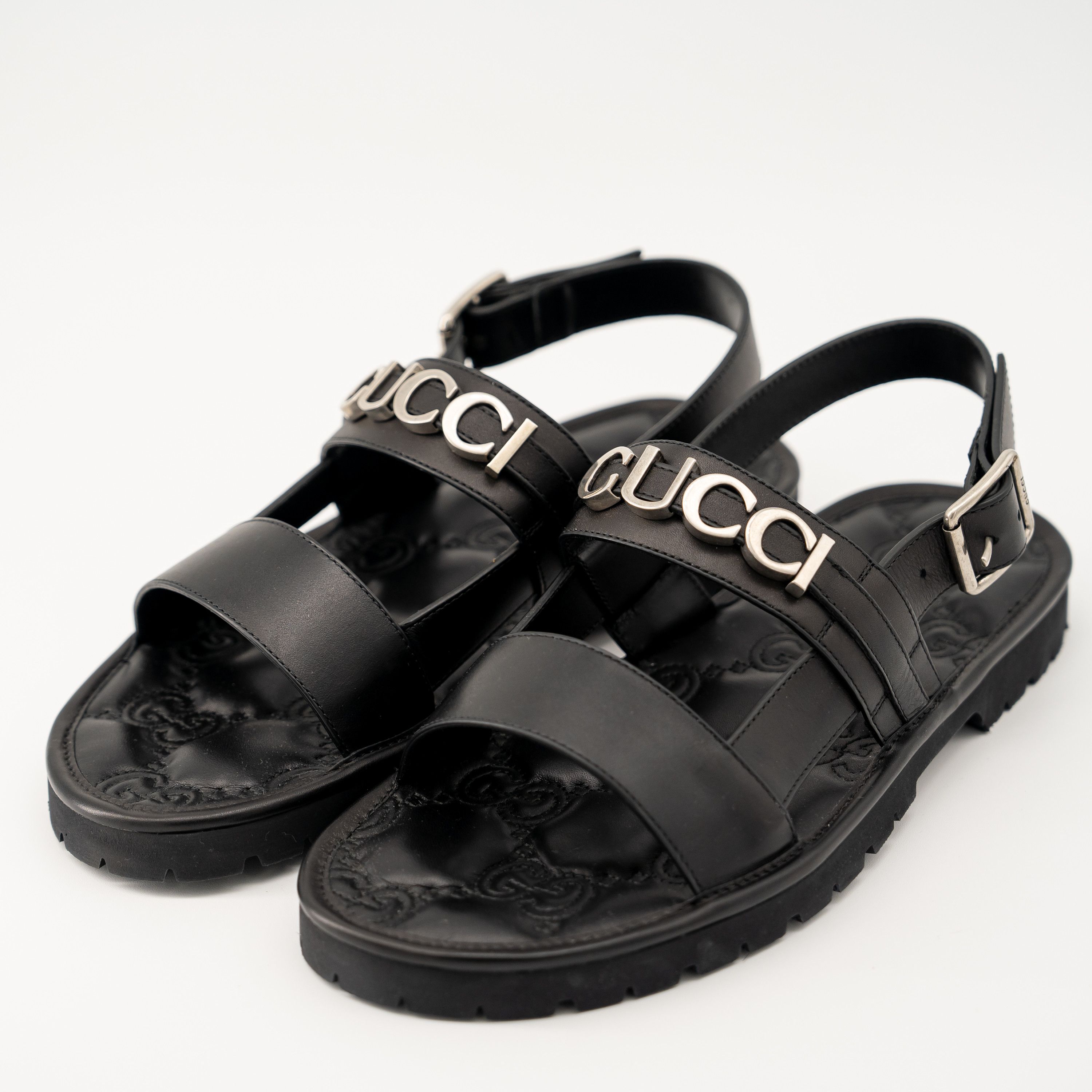 Gucci 11G 11.5 US Gucci Leather Sandals Black Strap Buckle Size US 11.5 / EU 44-45 - 1 Thumbnail