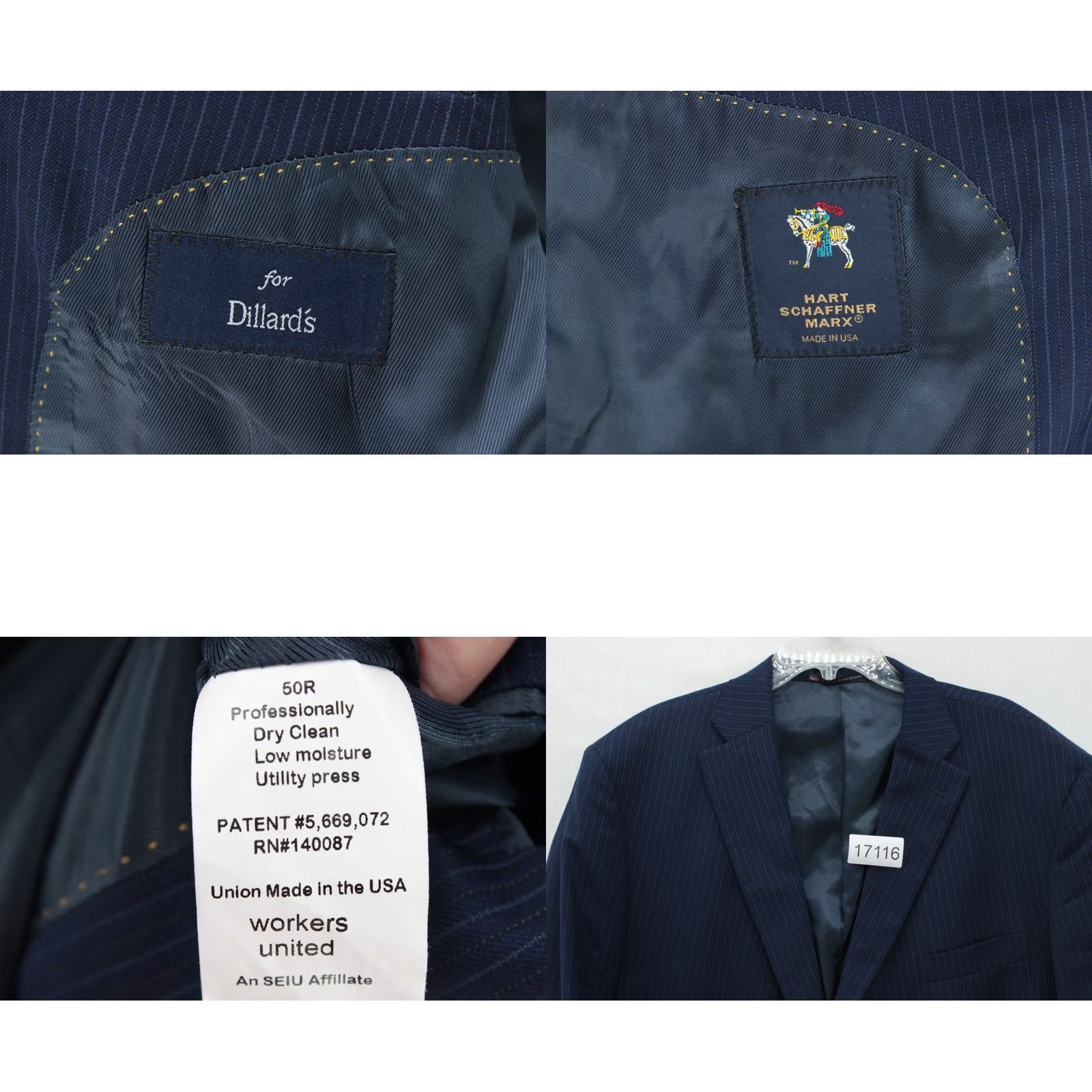 Hart Schaffner Marx Hart Schaffner Marx Blazer Jacket Single-Breasted 2-Button Navy Pin Stripe Wool 50R Men UTFVTG Vest? Size US M / EU 48-50 / 2 - 8 Thumbnail
