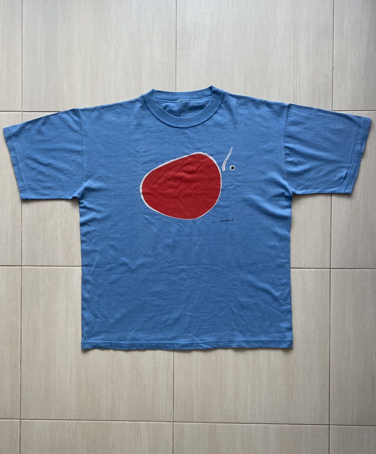 image of Art x Vintage Joan Miro 1996 T Shirt Vuelo De La Libélula Delante Del Sol in Blue, Men's (Size XL)