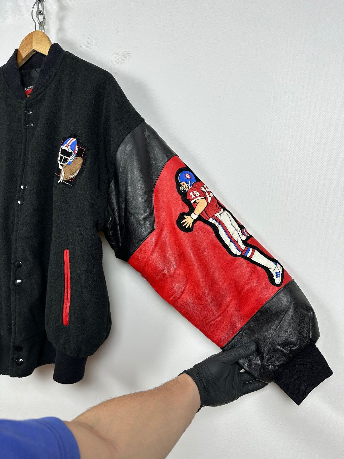NFL 90s Vintage Super Bowl USA Zip It Varsity Bomber Jacket Size US L / EU 52-54 / 3 - 15 Thumbnail