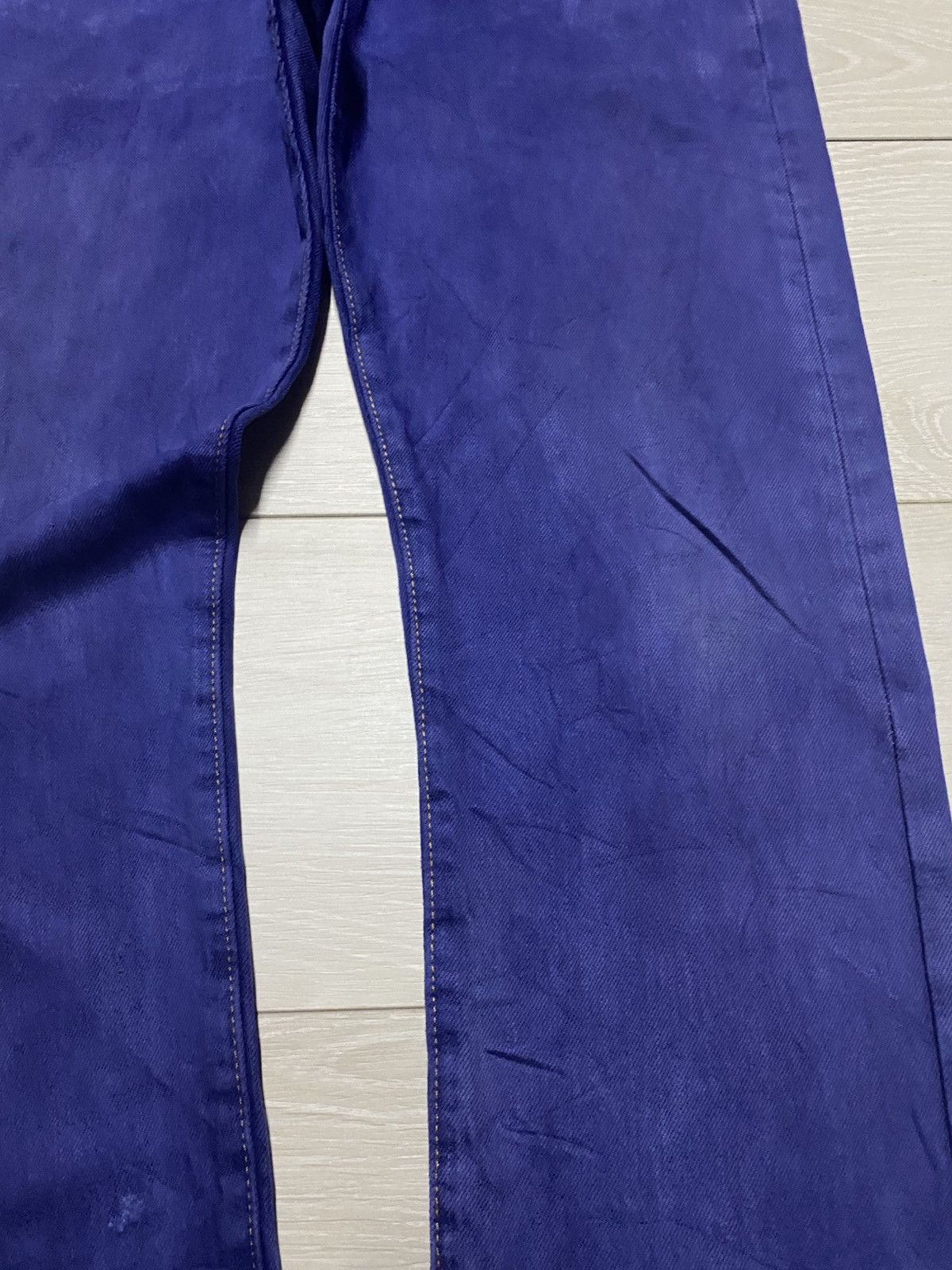 Levi's Vintage Levis 501 Y2K Blue Wash Distressed Slim Fit Jeans Size US 33 - 8 Thumbnail