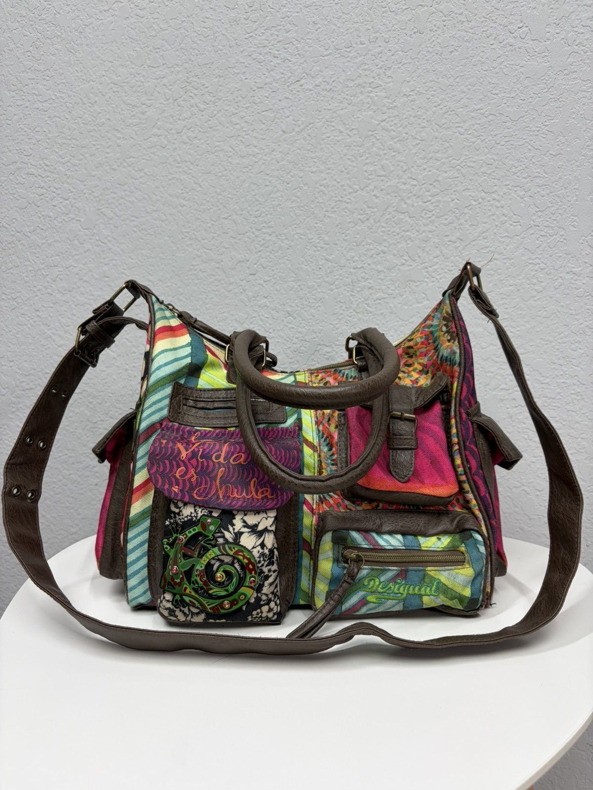 KMRii Desigual Patchwork Messenger Bag Y2K Boho Hippie Festival Size ONE SIZE - 8 Thumbnail