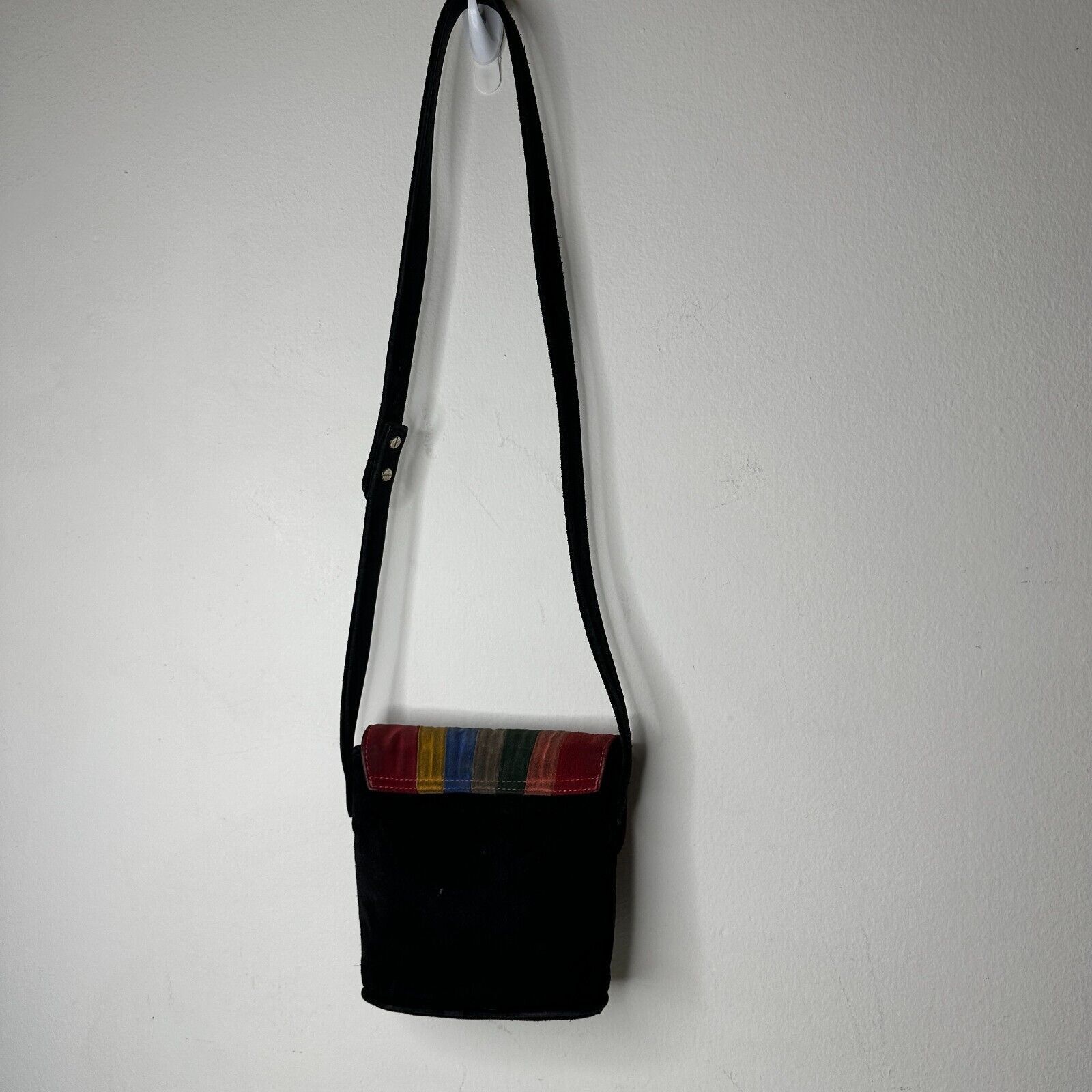 Other Cab Blanche Shell Black Suede RainbowFold Crossbody Purse Size ONE SIZE - 6 Thumbnail