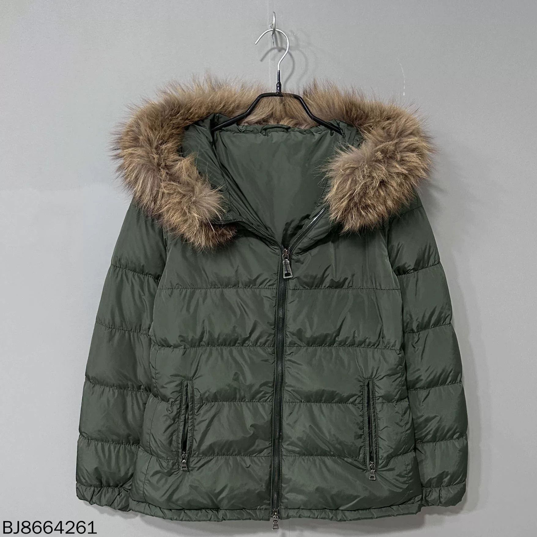 Prada Prada Dark Green Fur Collar Down Jacket Size M / US 6-8 / IT 42-44 - 1 Thumbnail