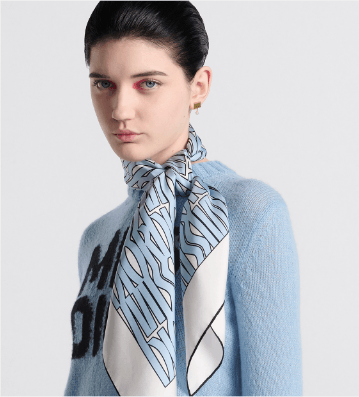 Dior o1w1db10625 Size : OS / Square Scarf in White/Pale Blue Size ONE SIZE - 5 Thumbnail