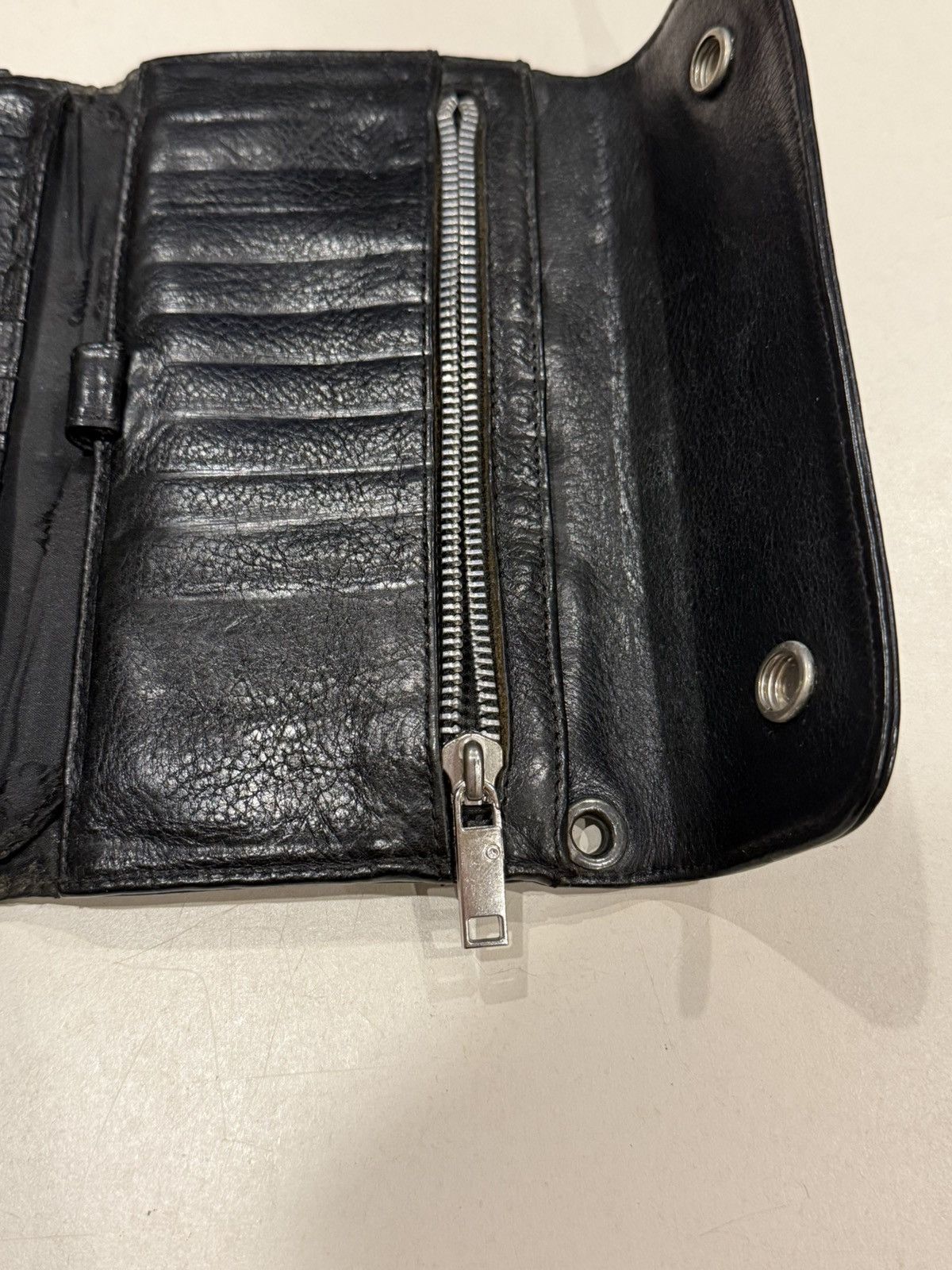 Chrome Hearts Chrome Hearts Black Leather Wave Wallet Silver Cross Balls Size ONE SIZE - 13 Thumbnail