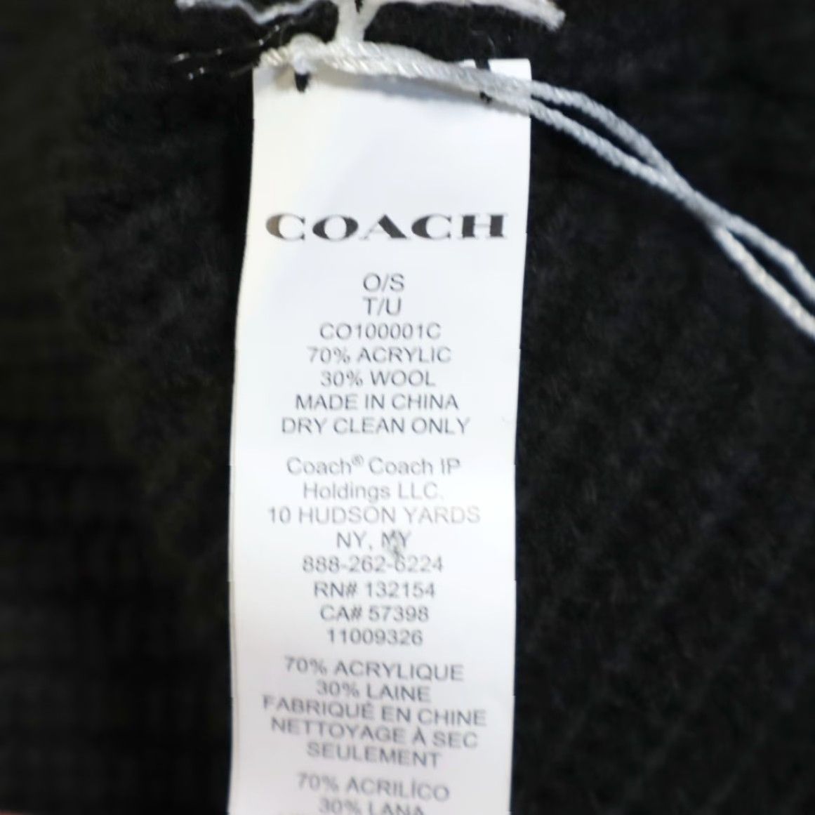Coach COACH Knit Leather Patch Wool Blend Beanie Black Women's OS Size ONE SIZE - 3 Thumbnail