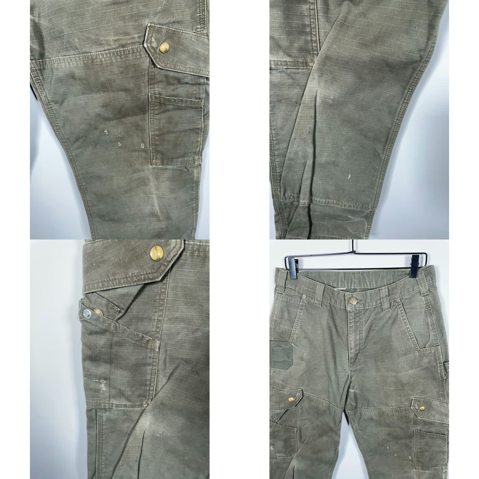 Carhartt Carhartt Pants Mens 32 x 26 Green Ripstop Cargo Distressed Double Front Workwear Casual Size US 32 / EU 48 - 9 Thumbnail