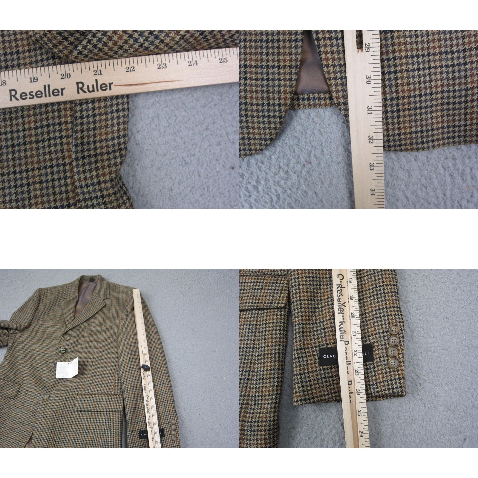 Vintage VINTAGE Claudio Morelli Blazer Jacket Mens 42S Brown Wool Tweed Notch Lapel Single-Breasted 80s 90s NWT Size 42R - 8 Thumbnail