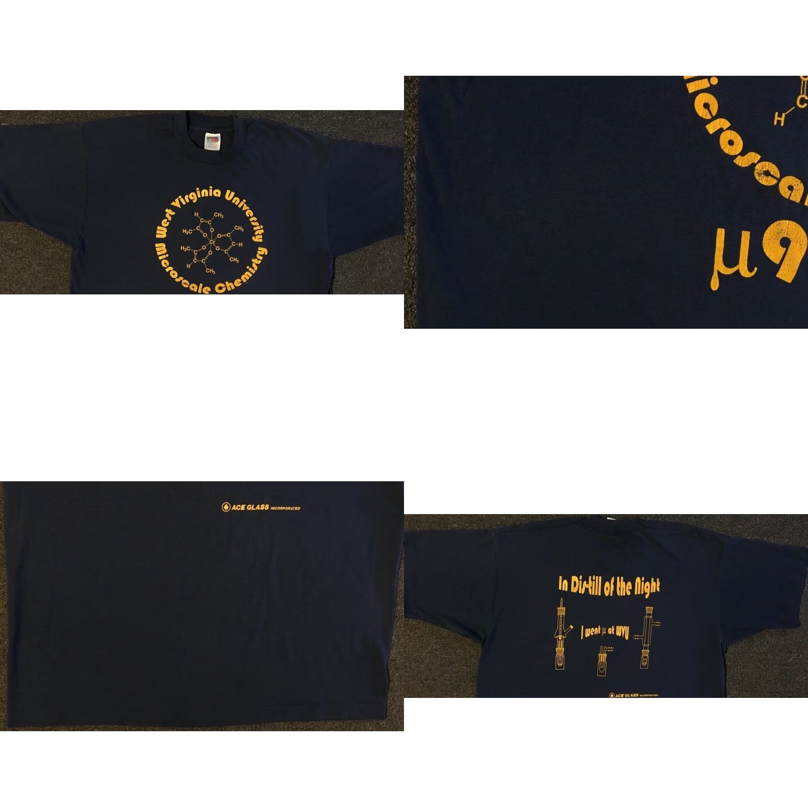 Vintage Vtg 90s Microscale Chemistry All Micro All The Time Faded Shirt XL West Virginia University T-Shirt Men Navy Blue Graphic Tee Funny Size US XL / EU 56 / 4 - 8 Thumbnail