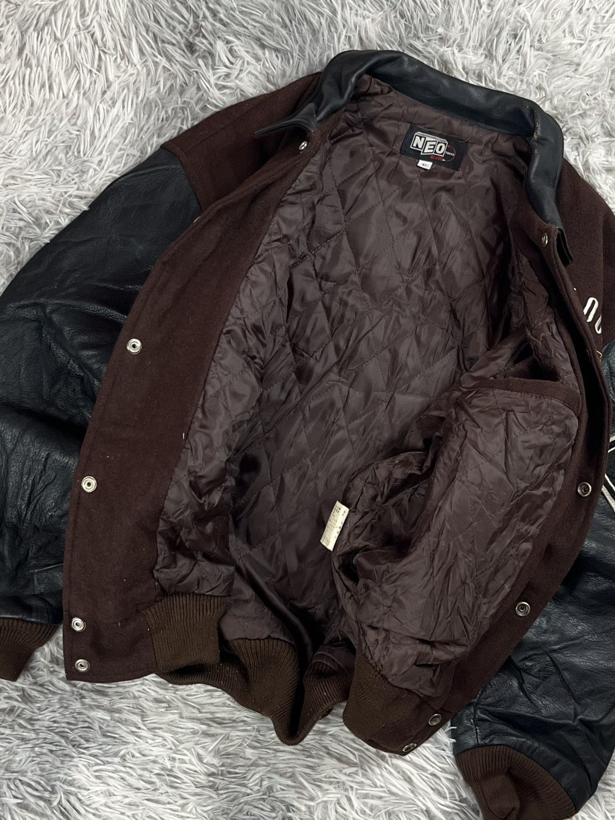 Japanese Brand Vintage Neo blood Wool and Leather Sleeve Varsity Jacket Size US M / EU 48-50 / 2 - 8 Thumbnail