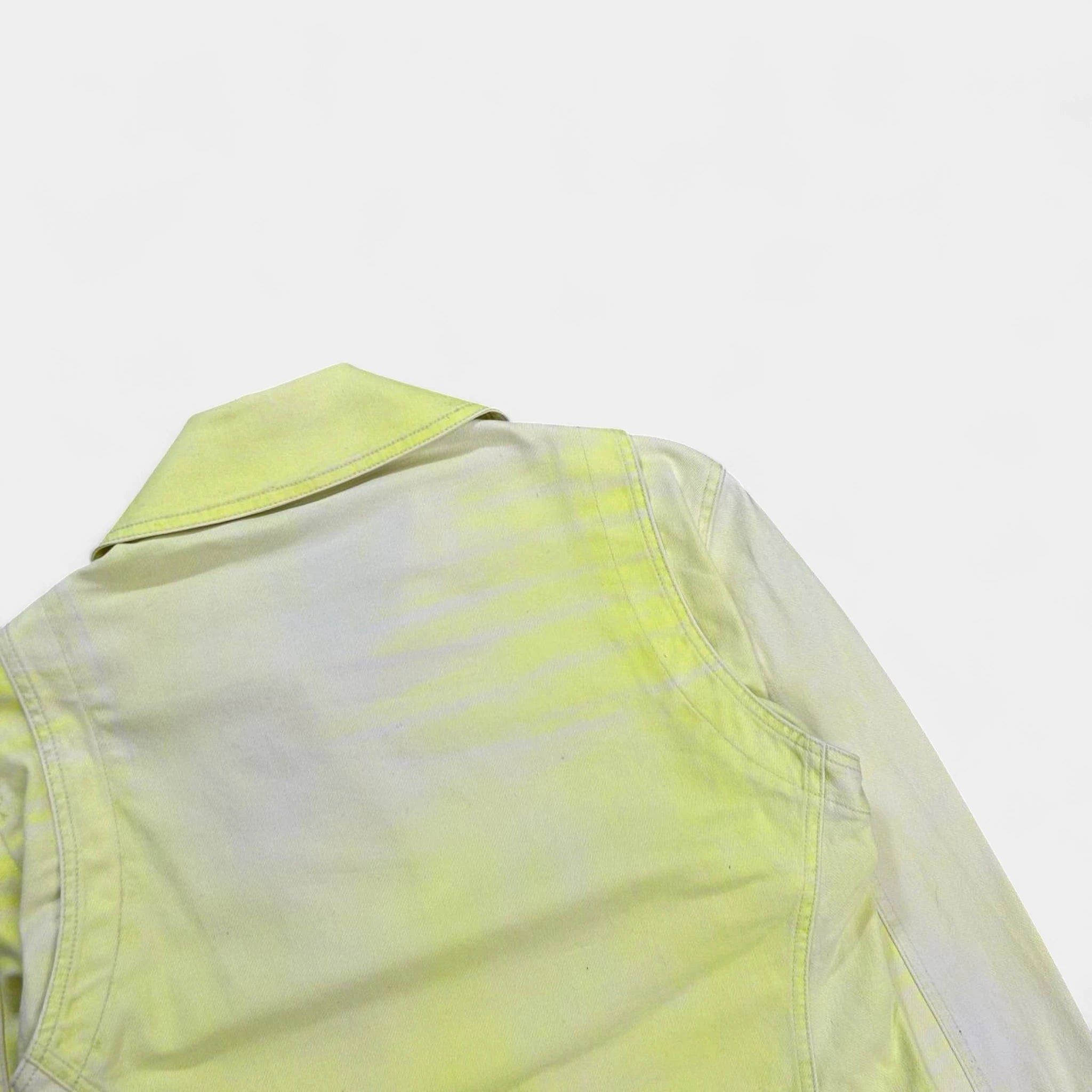 Just Cavalli Just Cavalli 2000's Neon Yellow Denim Biker Jacket Size M / US 6-8 / IT 42-44 - 6 Thumbnail