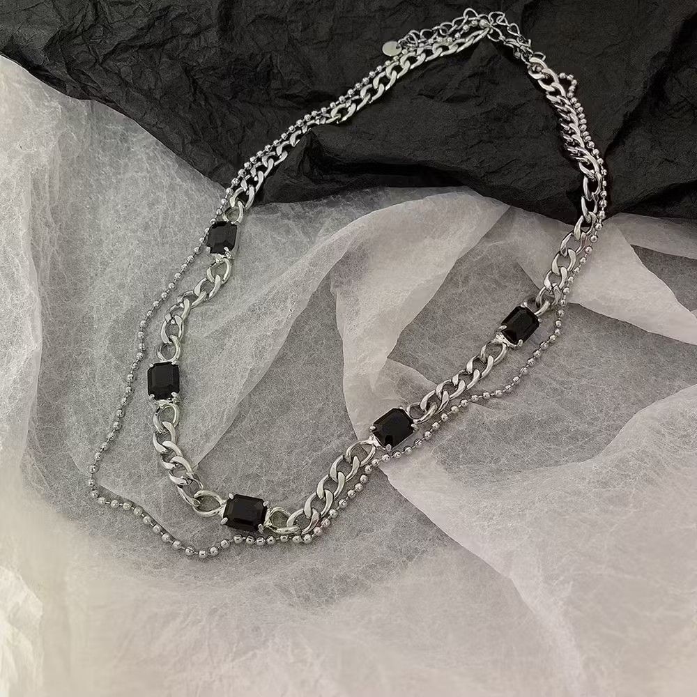 Jewelry Double Layer Cuban Chain Necklace Size ONE SIZE - 2 Thumbnail