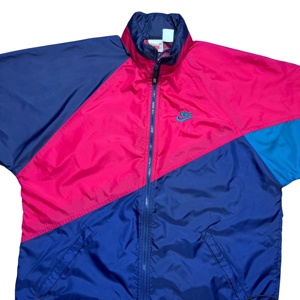 Nike Vtg 1990s Nike Swoosh Color Block Zip Up Windbreaker Jacket Size US L / EU 52-54 / 3 - 5 Thumbnail