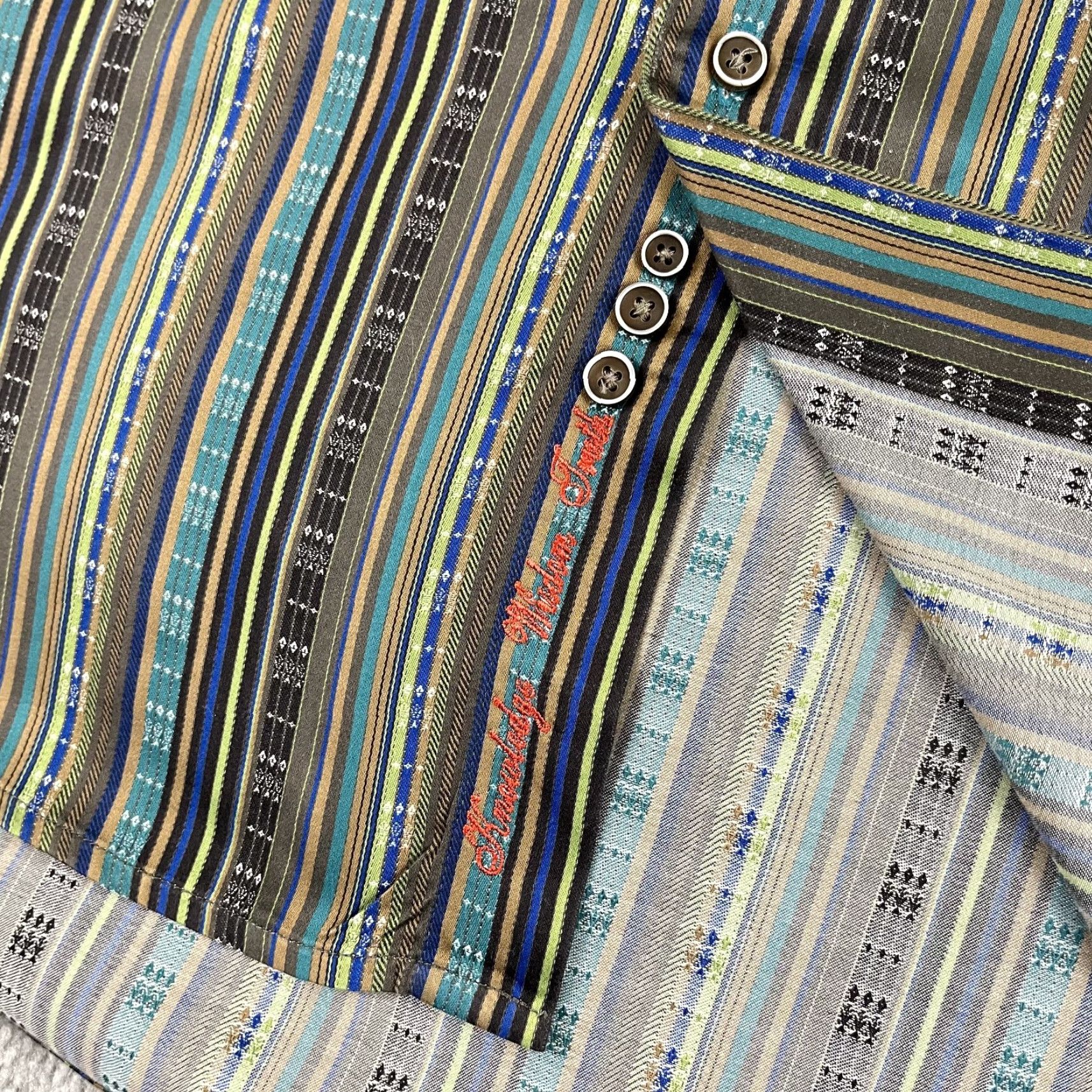 Robert Graham VINTAGE Robert Graham Shirt Mens Large Silk Trim Striped Button Up Preppy Party Retro Size US L / EU 52-54 / 3 - 7 Thumbnail