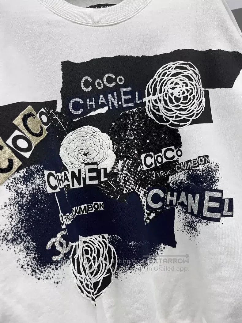 Chanel Chanel White sequin camelia sweatshirt Size M / US 6-8 / IT 42-44 - 2 Thumbnail