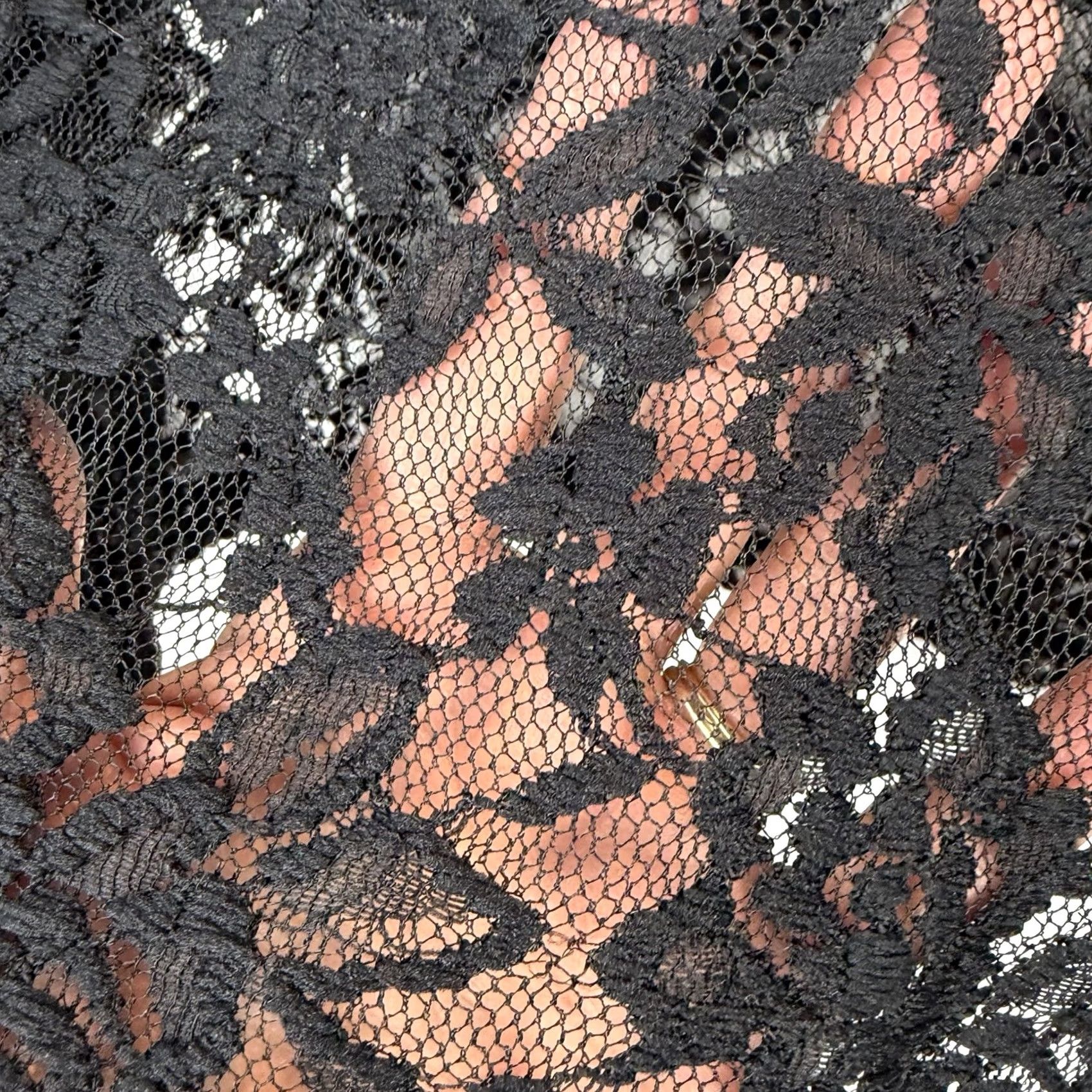 Vintage Black Lace Top Womens 2XL Blouse Long Sleeve Round Neck Solid Sheer Stretch Breathable Casual Bohemian Classic Womens Size XXL / US 16-18 / IT 52-54 - 6 Thumbnail