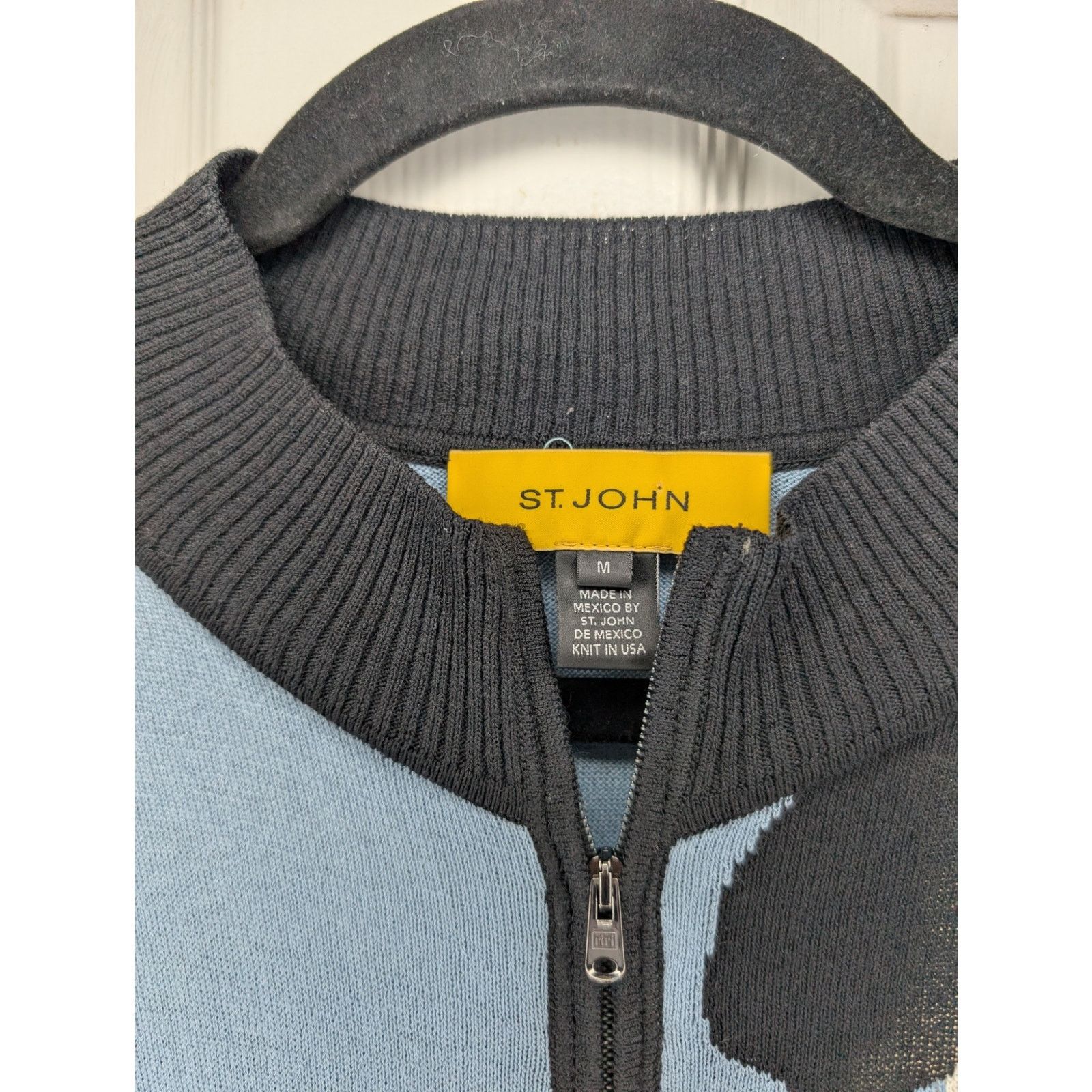 St. John St. John Yellow Label Geometric Knit Zip Up Bomber Sweater Size M / US 6-8 / IT 42-44 - 7 Thumbnail