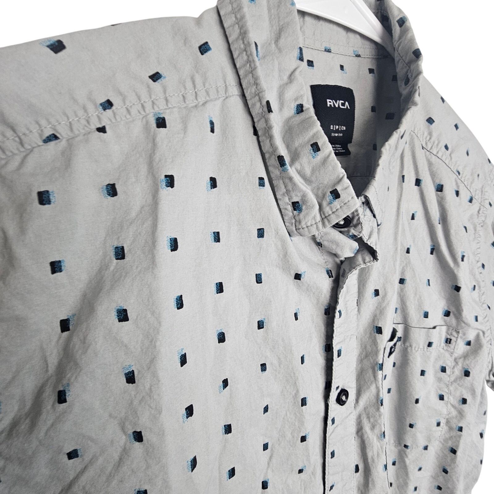 RVCA RVCA Shirt Men S Gray Geometric SS Casual Collared Preppy Size US S / EU 44-46 / 1 - 5 Thumbnail