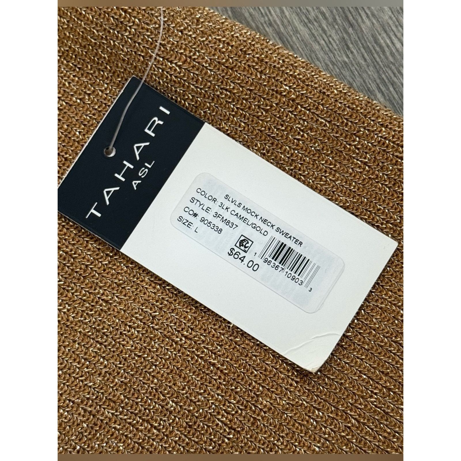 Elie Tahari Tahari ASL Camel/Gold Sleeveless Mock Neck Sweater Sz L NWT Size L / US 10 / IT 46 - 6 Thumbnail