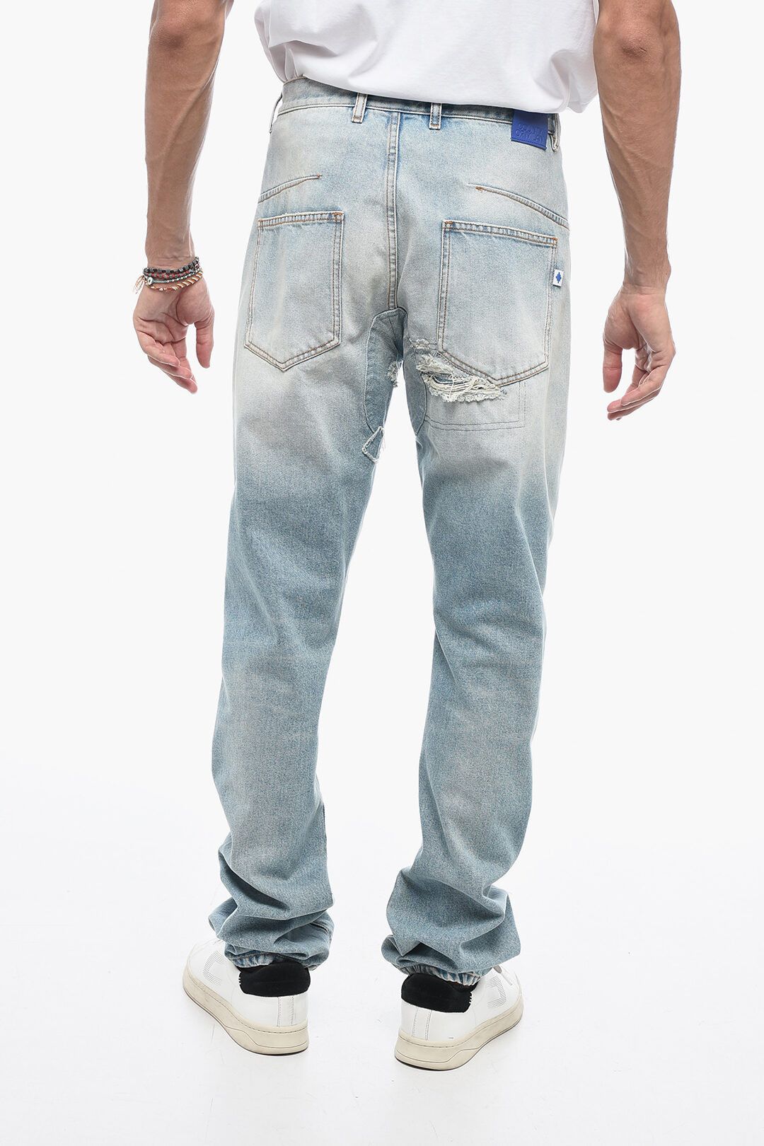 og1mm0824 Vintage Effect Twist Jeans in Light Blue