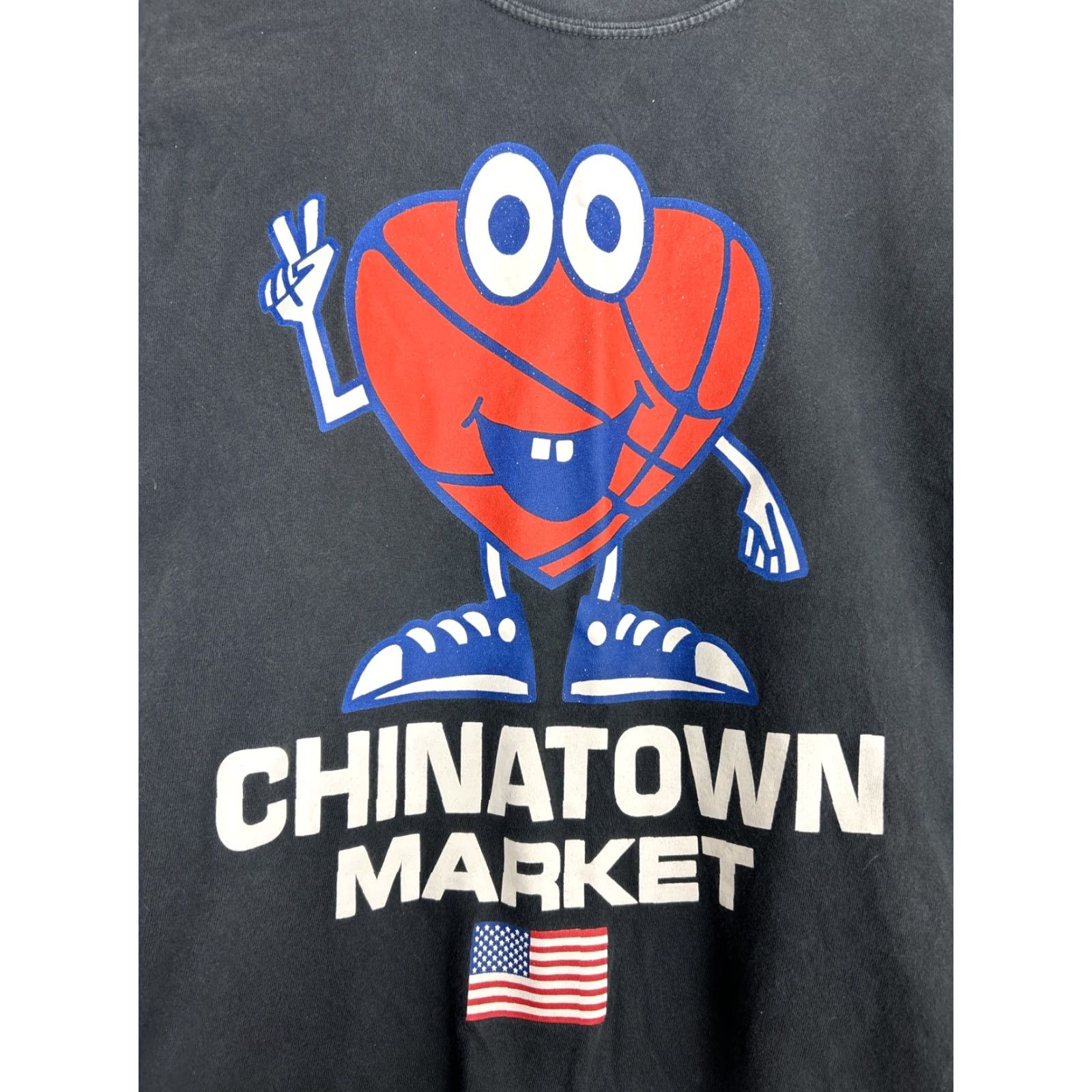 Vintage Chinatown Market Mens Small heart basketball Peace streetwear Black T-shirt Size US S / EU 44-46 / 1 - 2 Thumbnail