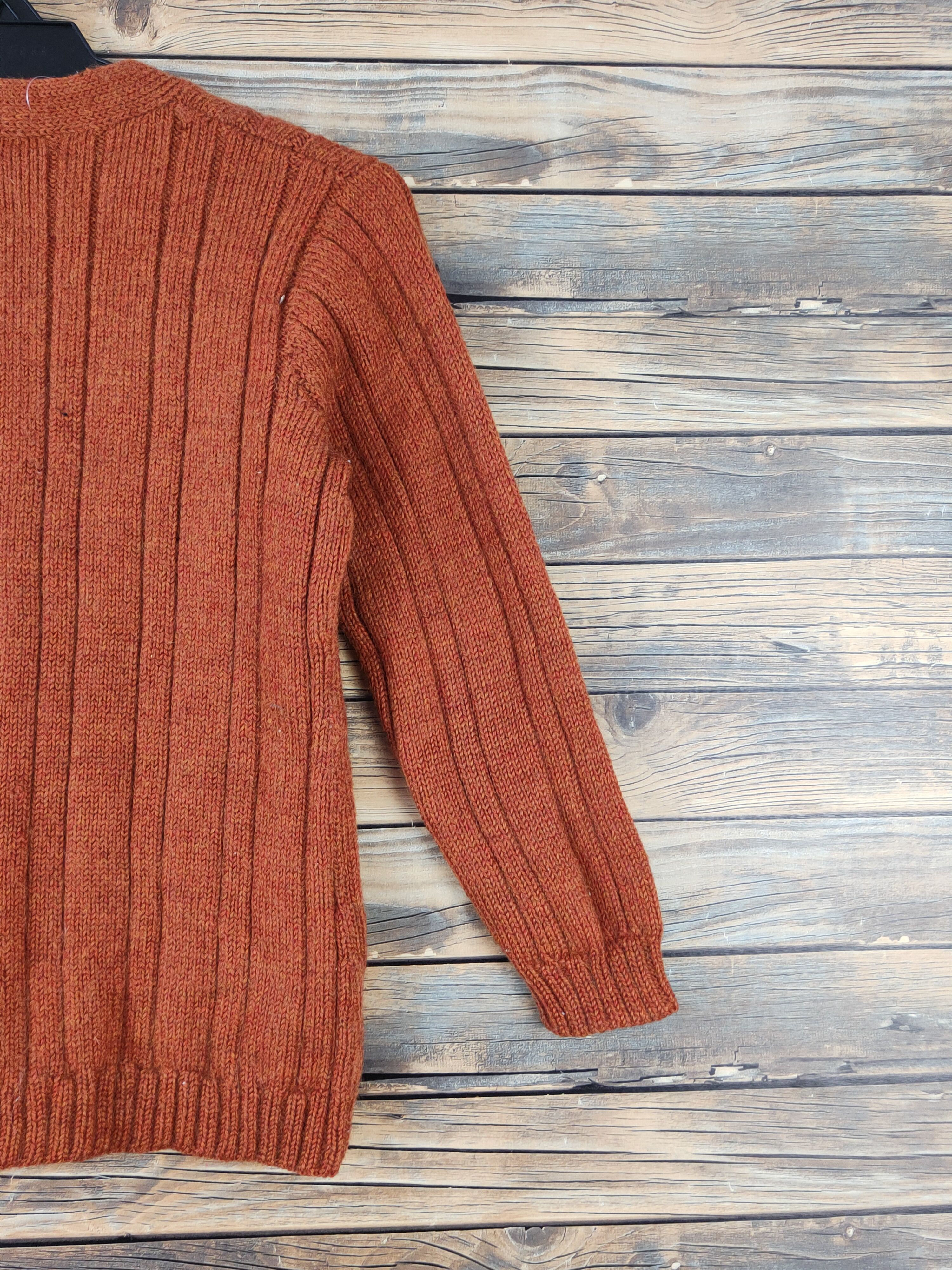 Aran Isles Knitwear × Japanese Brand Japanese Brand Dark Orange cable Knitwear Cardigan #W978 Size S / US 4 / IT 40 - 9 Thumbnail