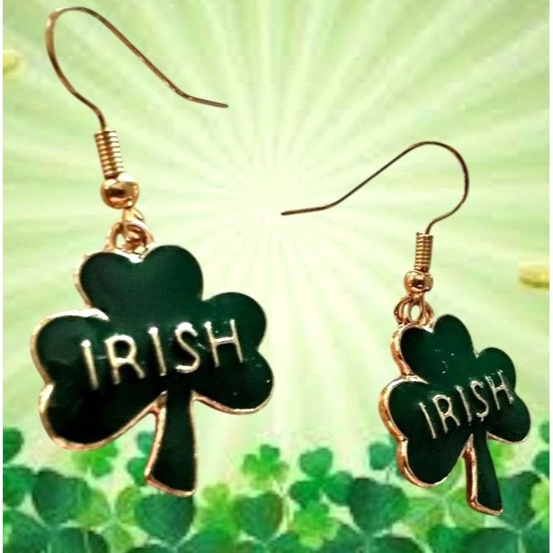 Handmade St Patricks Day Shamrock Earrings Dangle Hooks New Irish Fes Size ONE SIZE - 8 Thumbnail