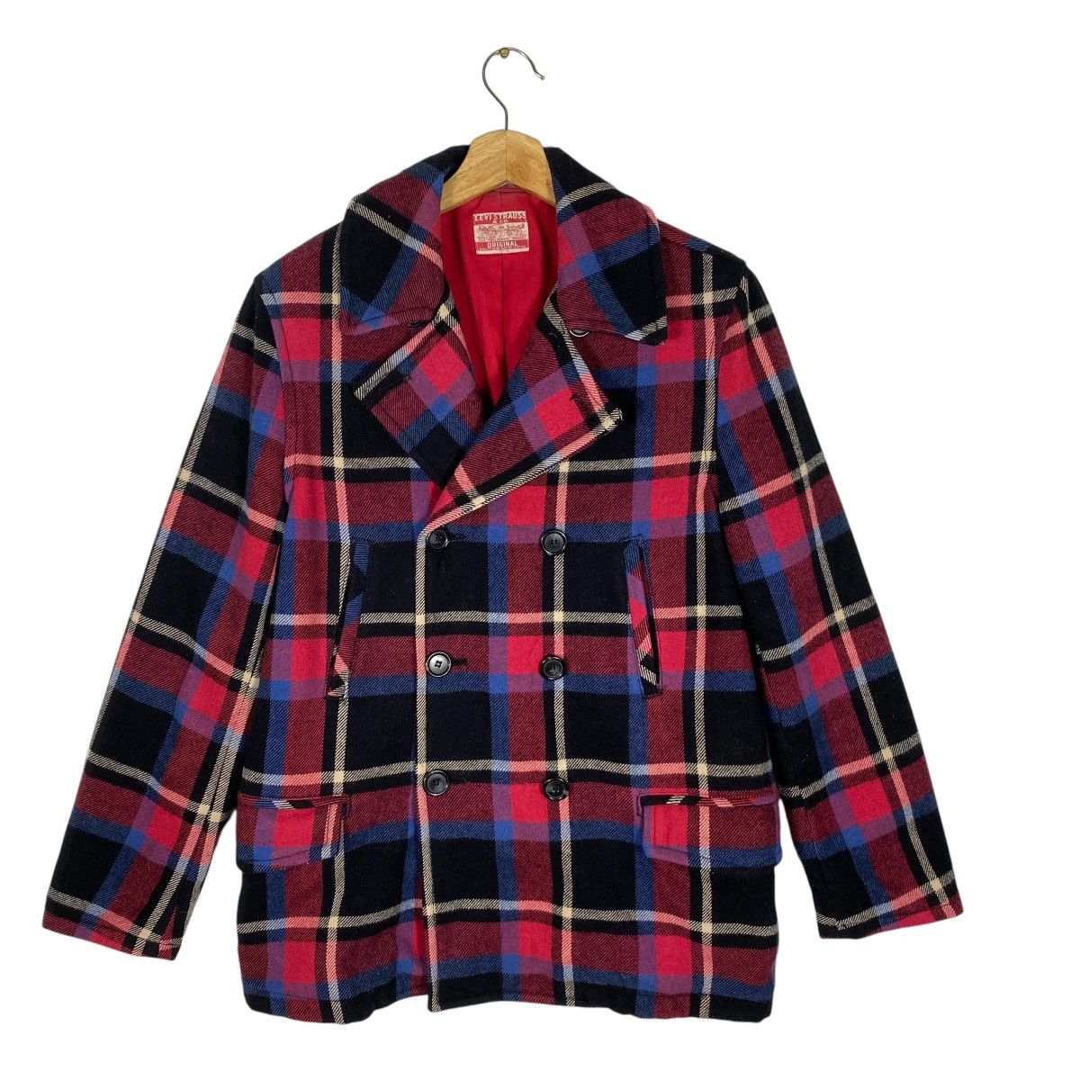 Vintage Levis Plaid Wool Button Jacket